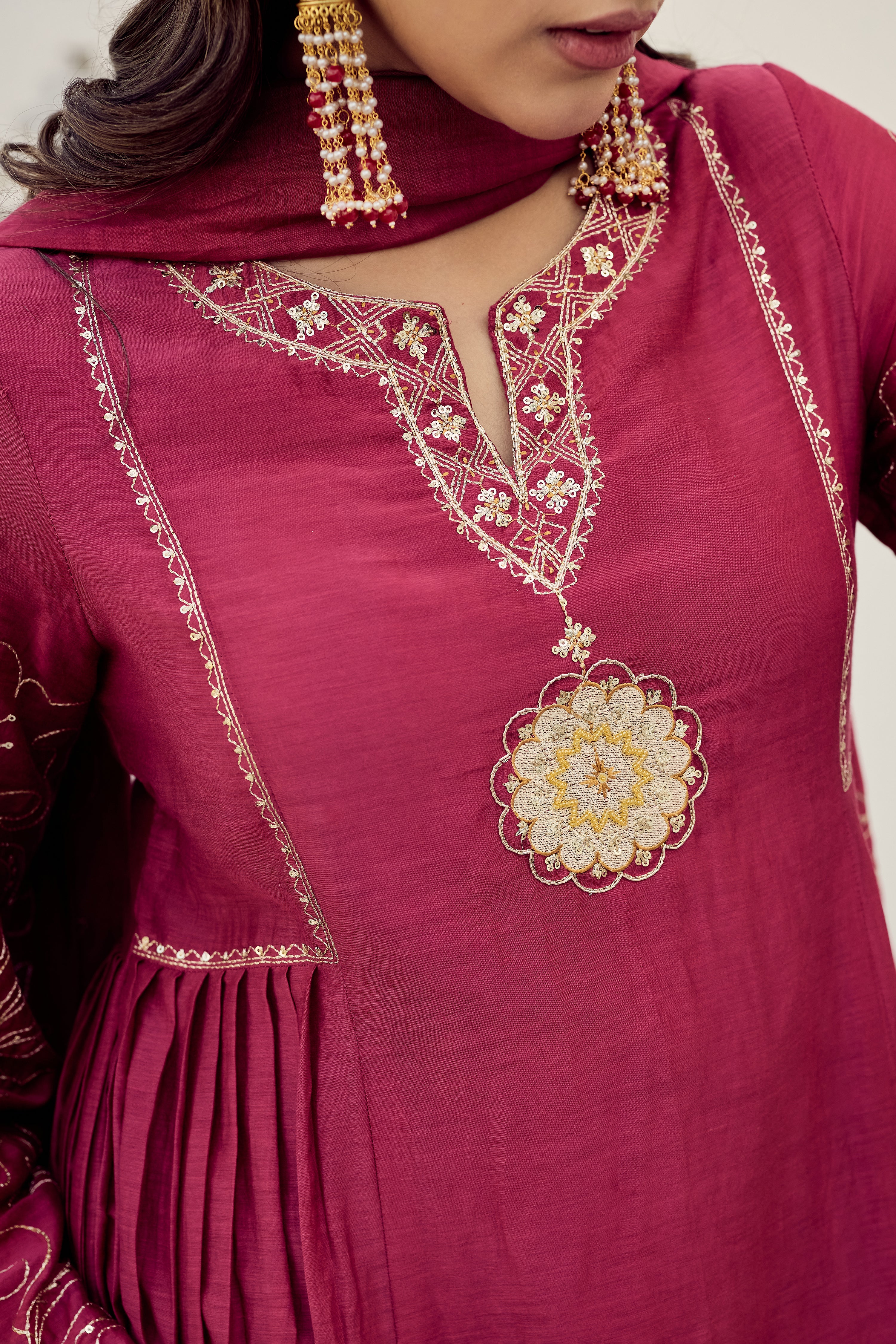 Blush Bloom Chanderi Kurta Set