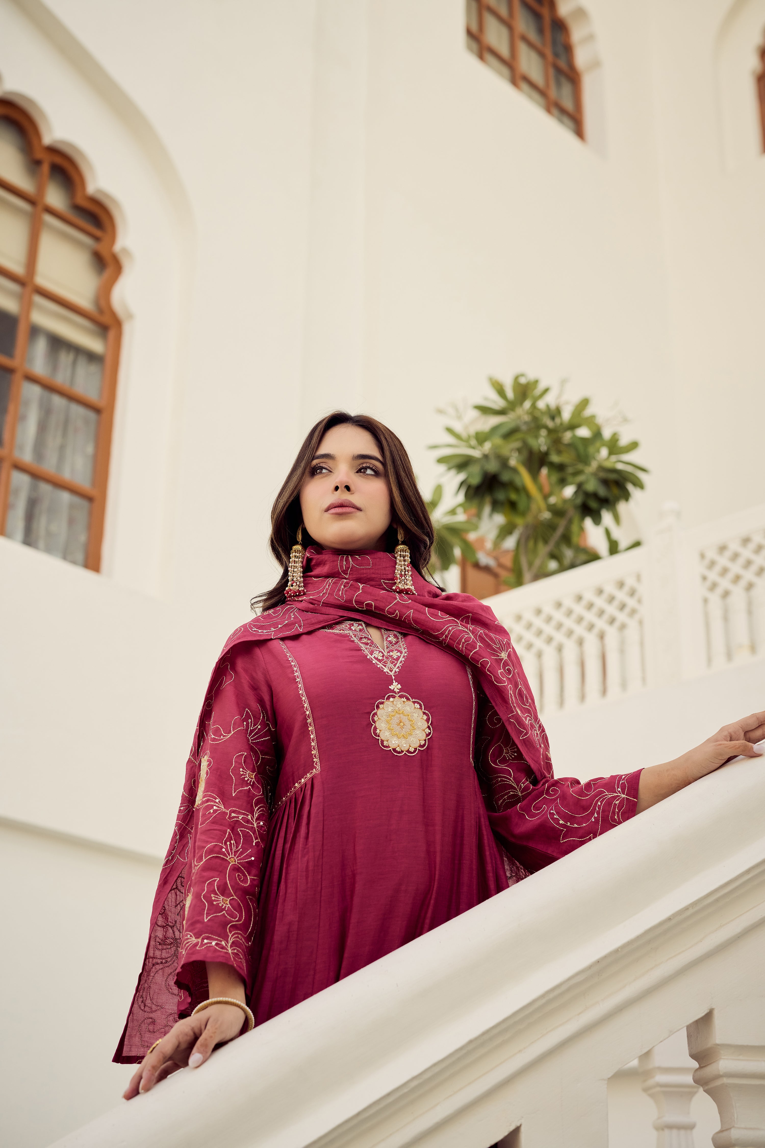 Blush Bloom Chanderi Kurta Set