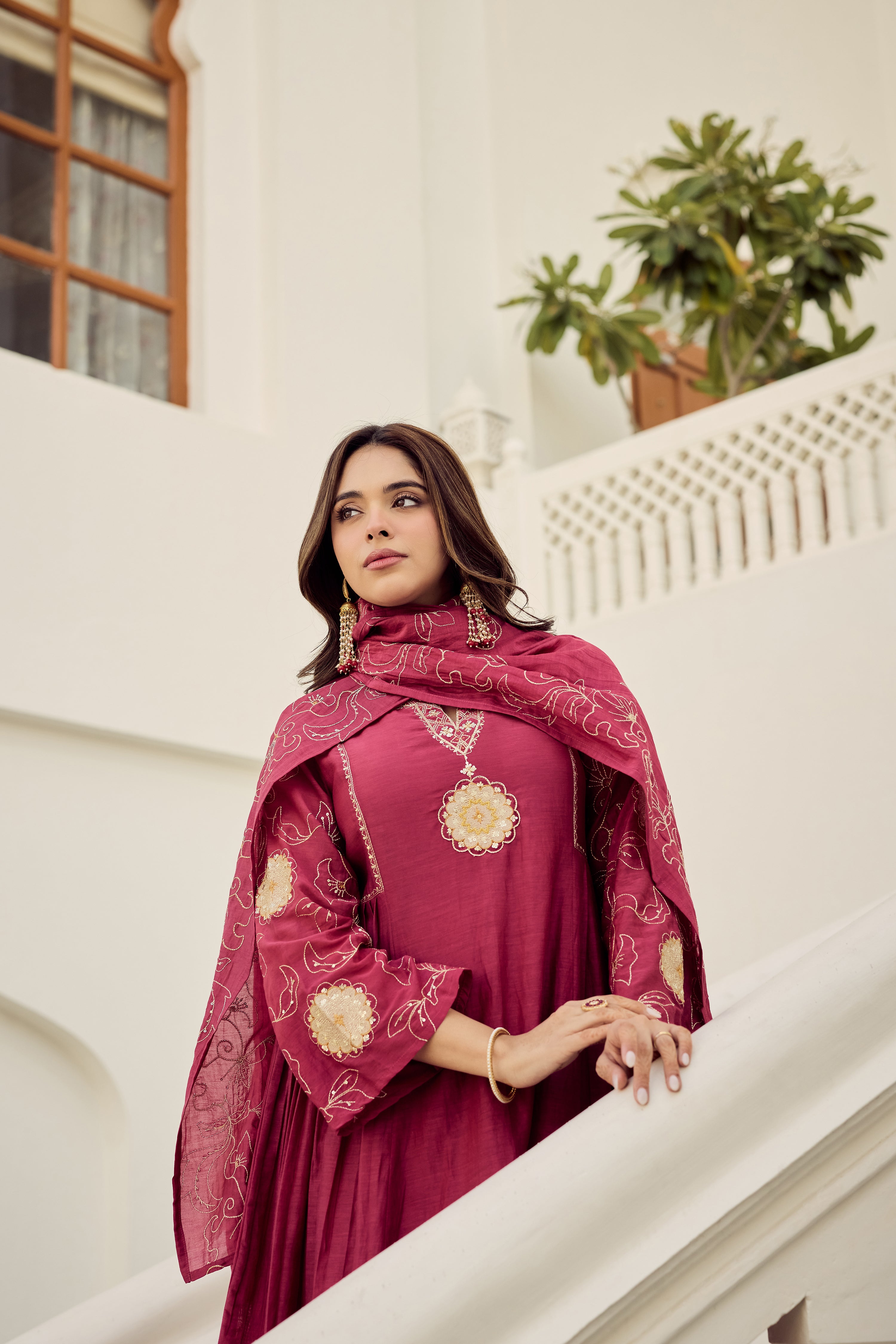 Blush Bloom Chanderi Kurta Set