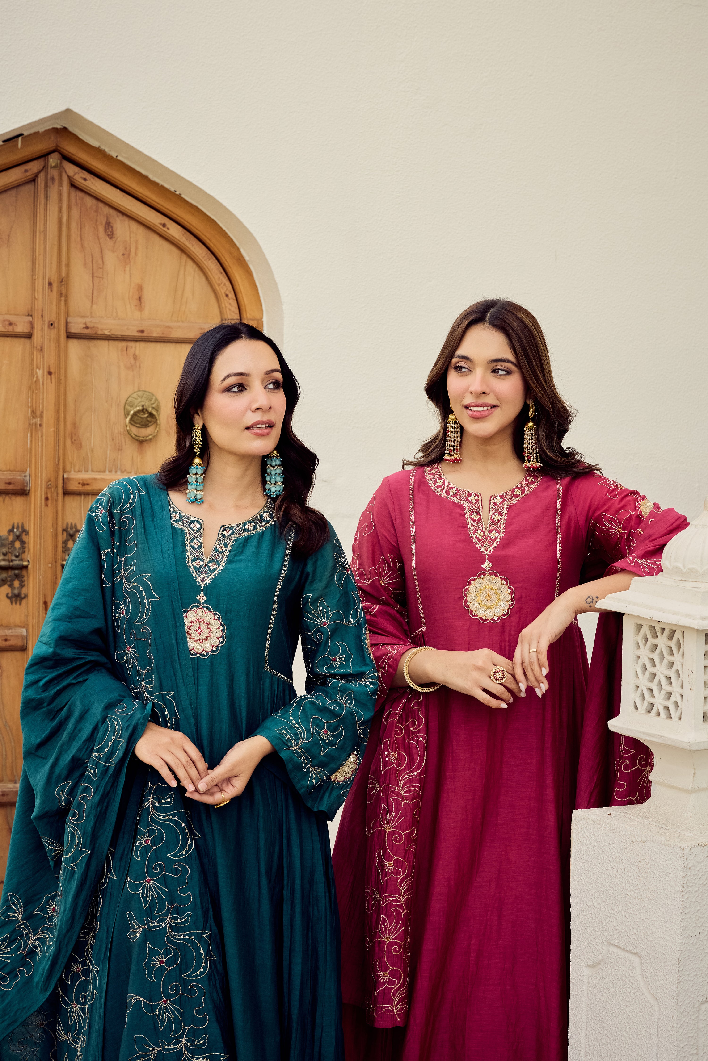 Blush Bloom Chanderi Kurta Set