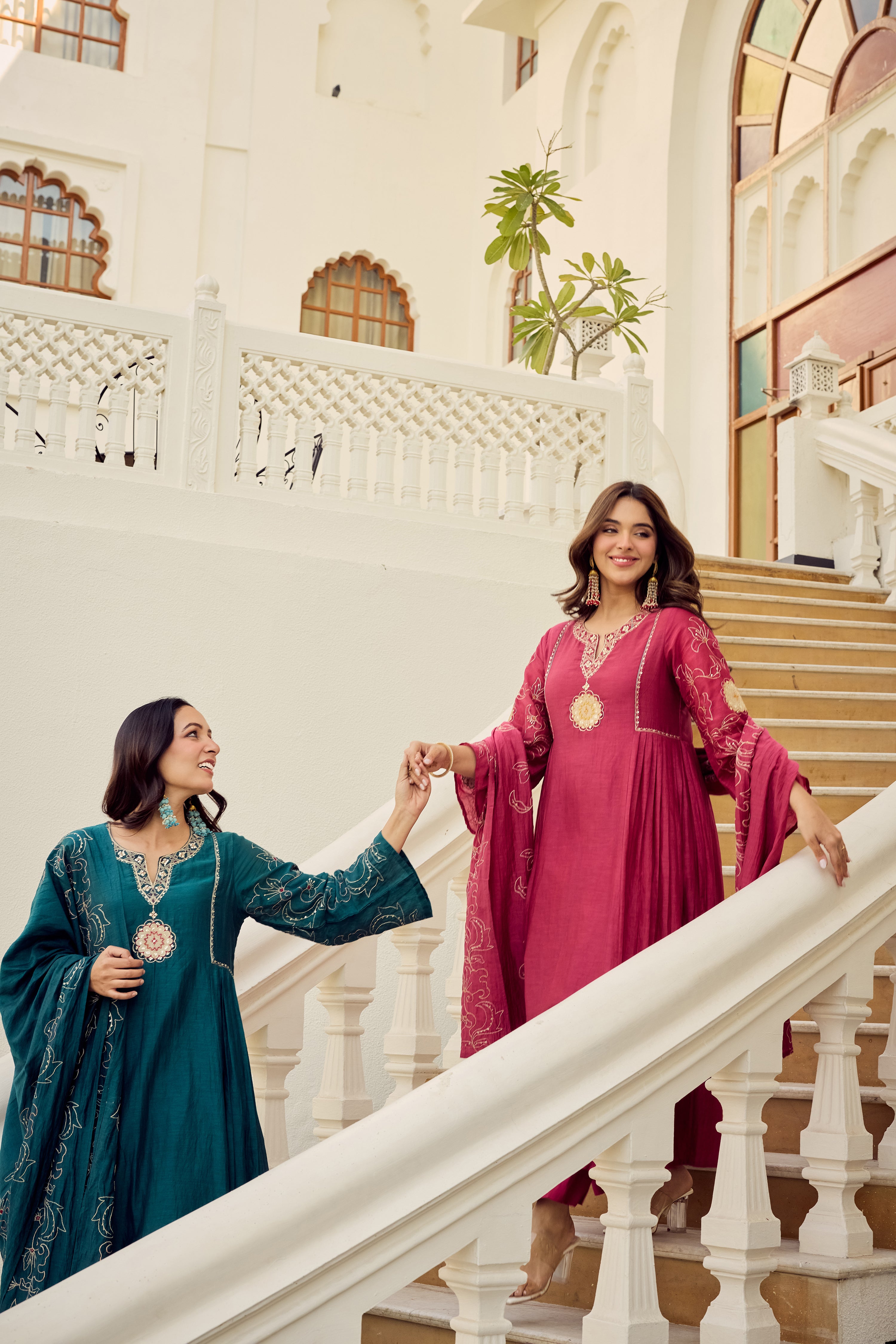 Blush Bloom Chanderi Kurta Set