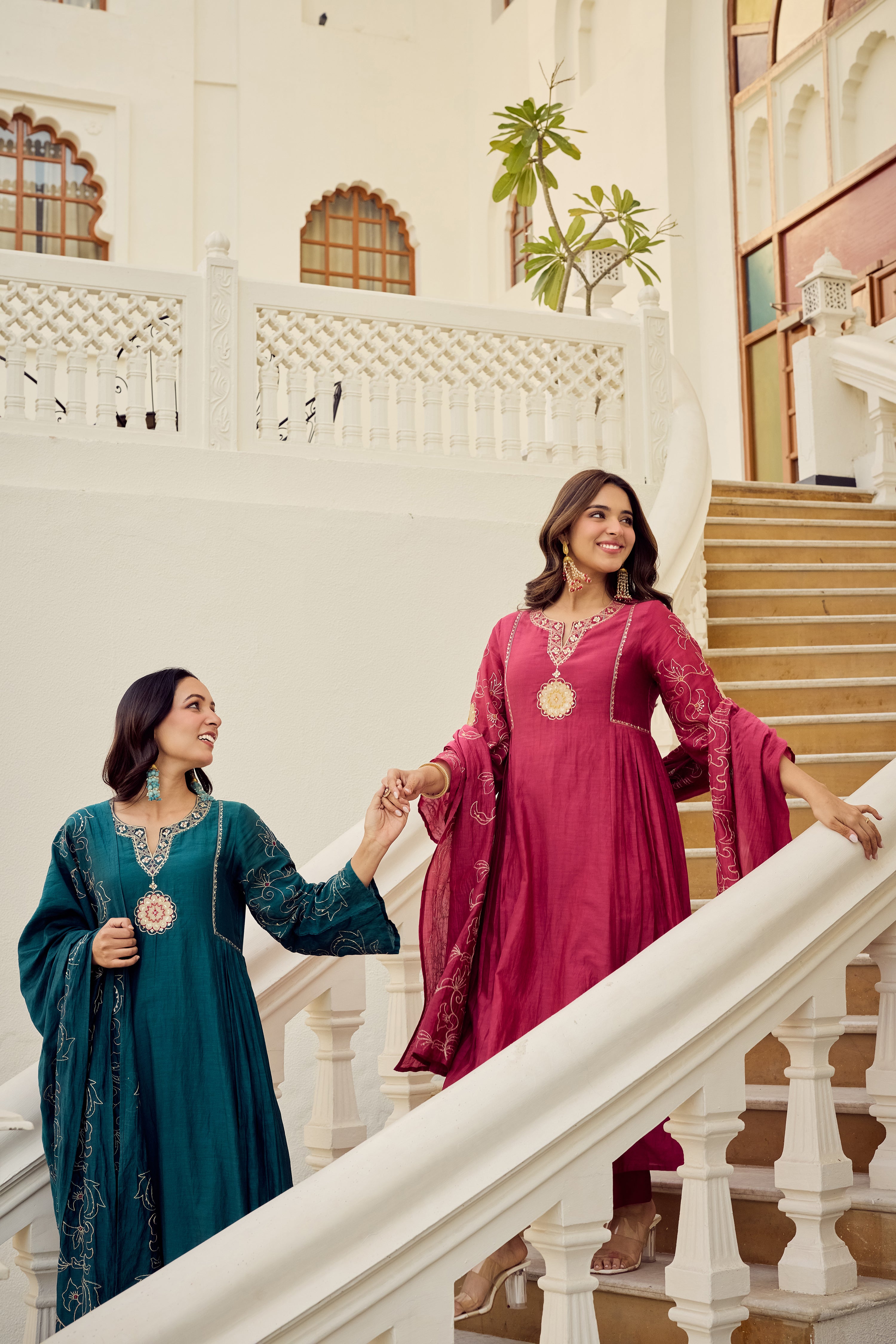 Blush Bloom Chanderi Kurta Set