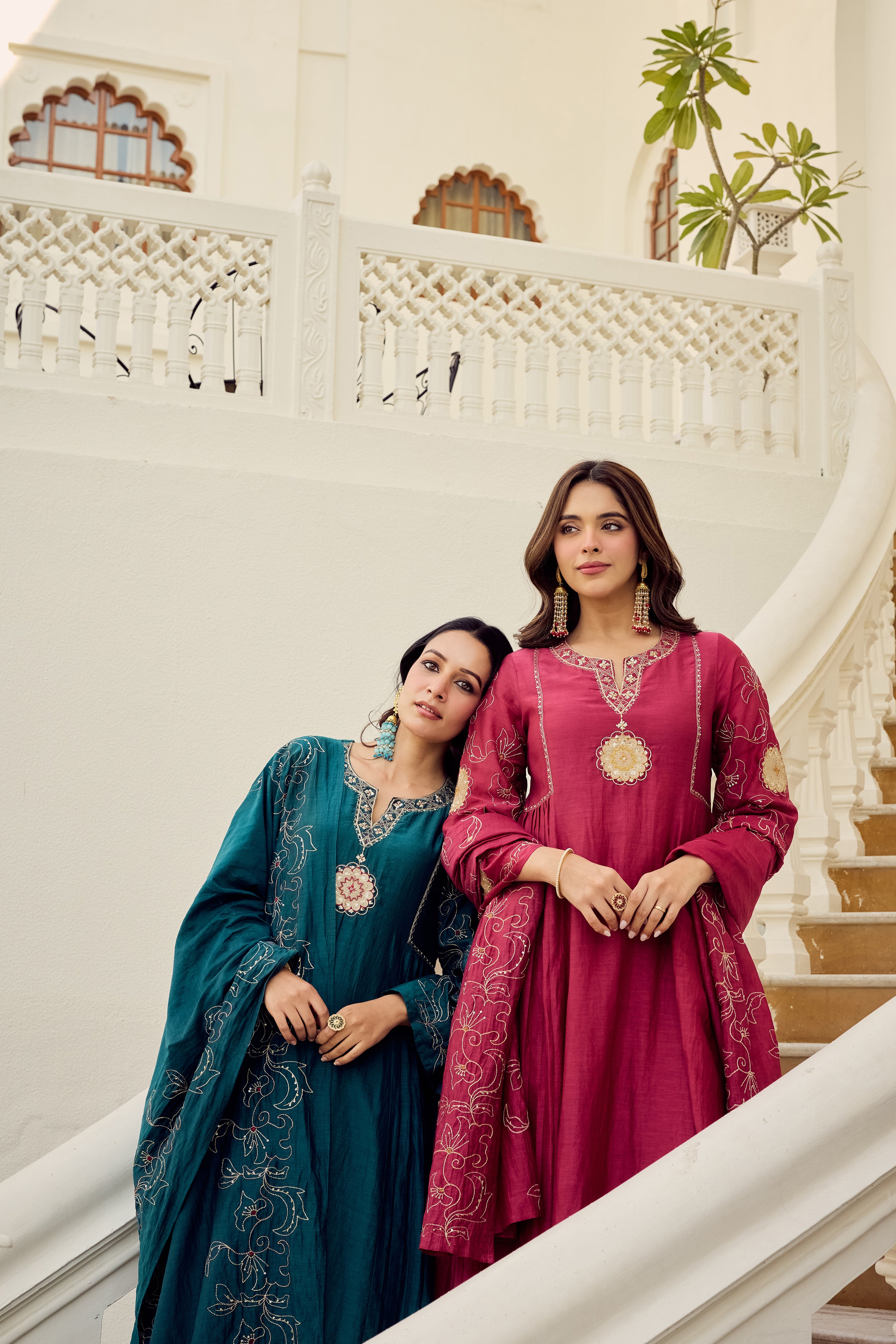 Blush Bloom Chanderi Kurta Set