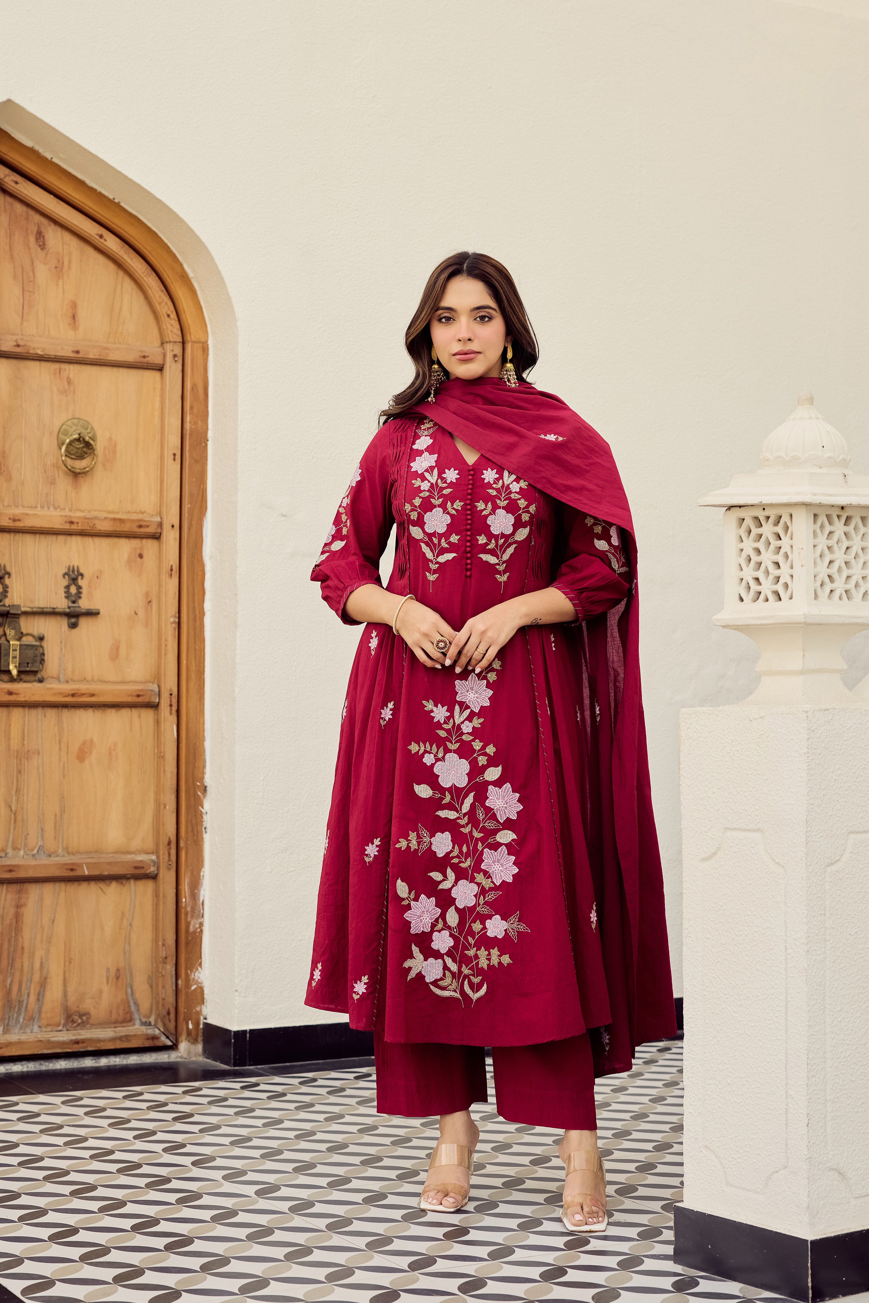 Crimson Blossom Suit Set