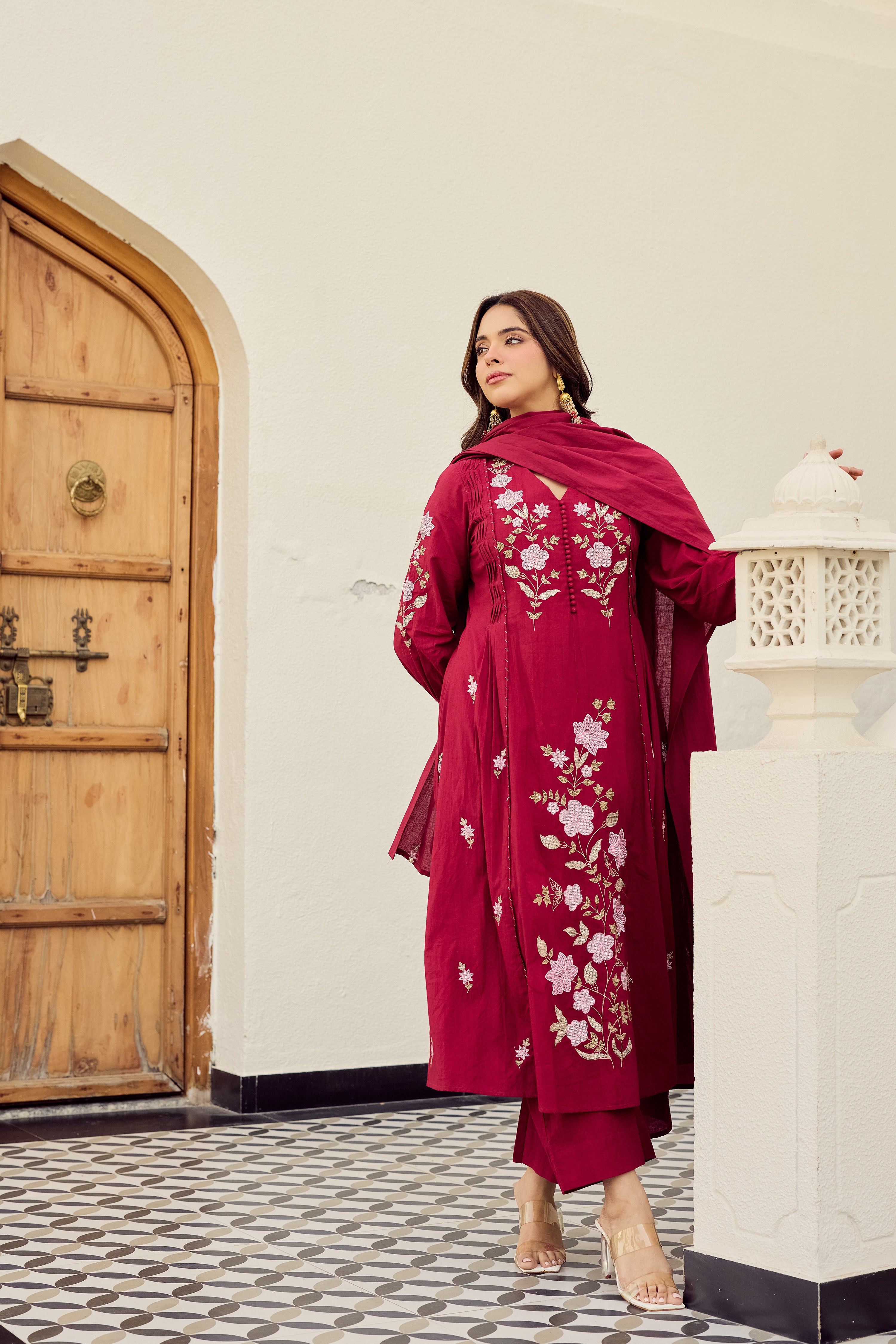 Crimson Blossom Suit Set