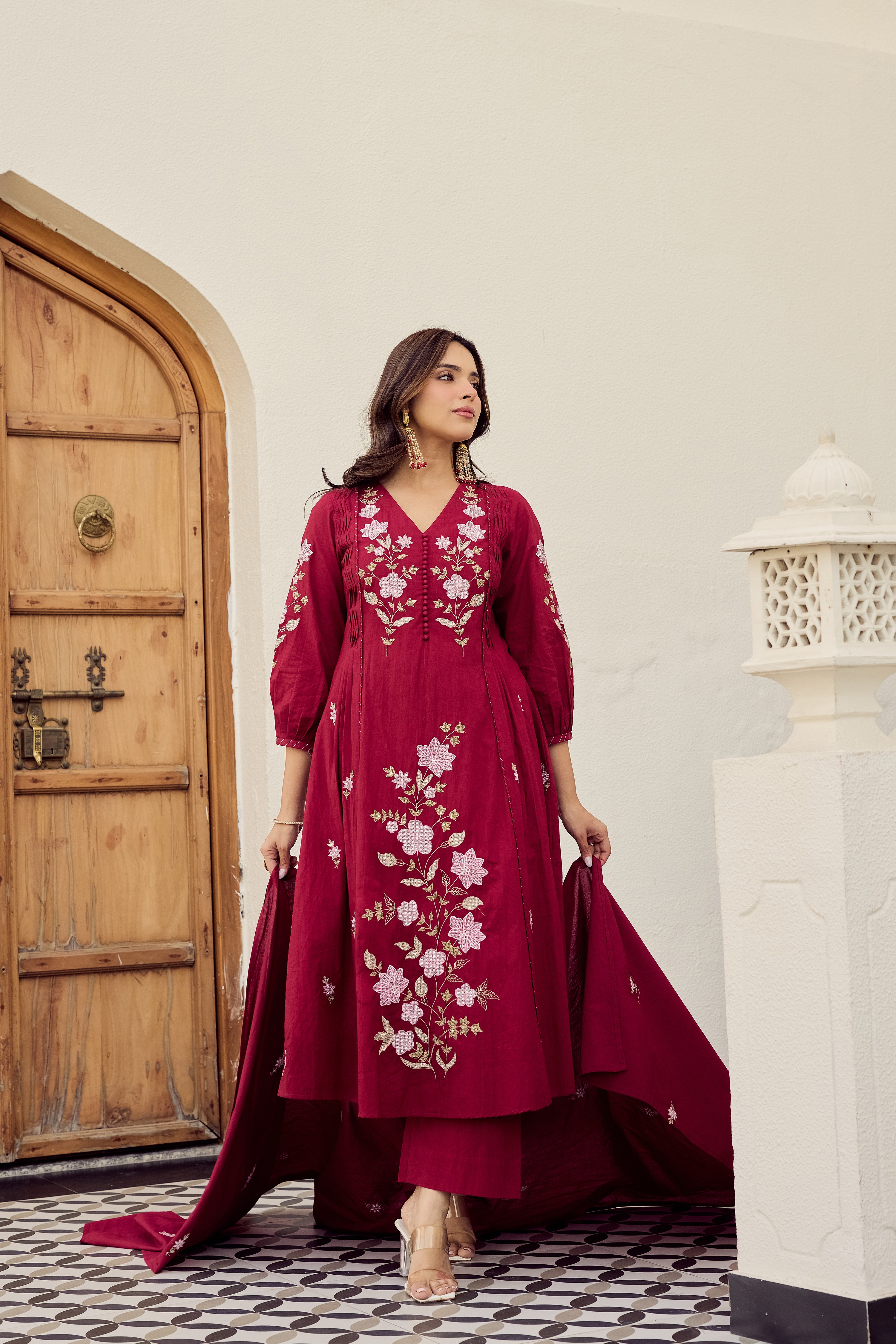 Crimson Blossom Suit Set