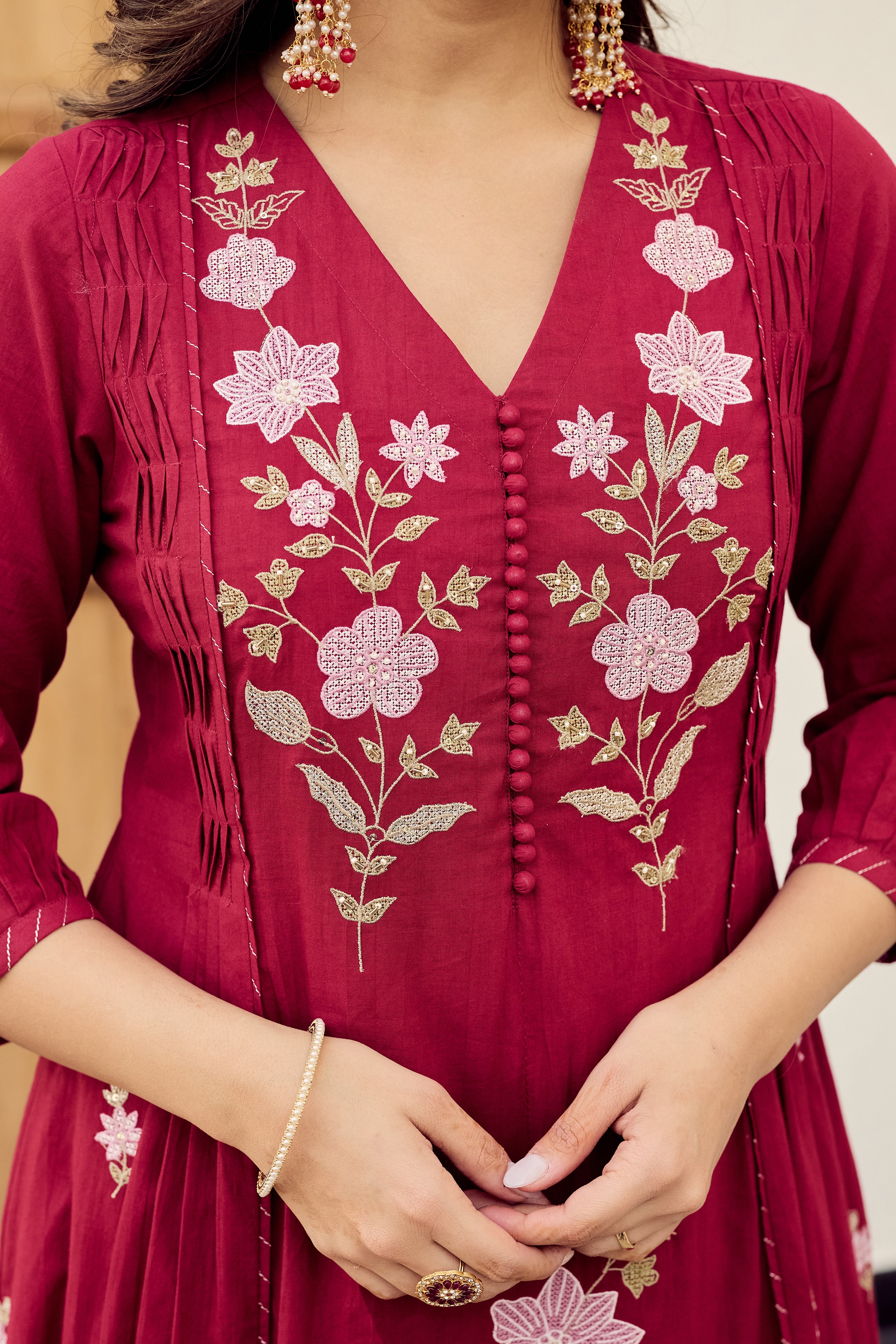 Crimson Blossom Suit Set