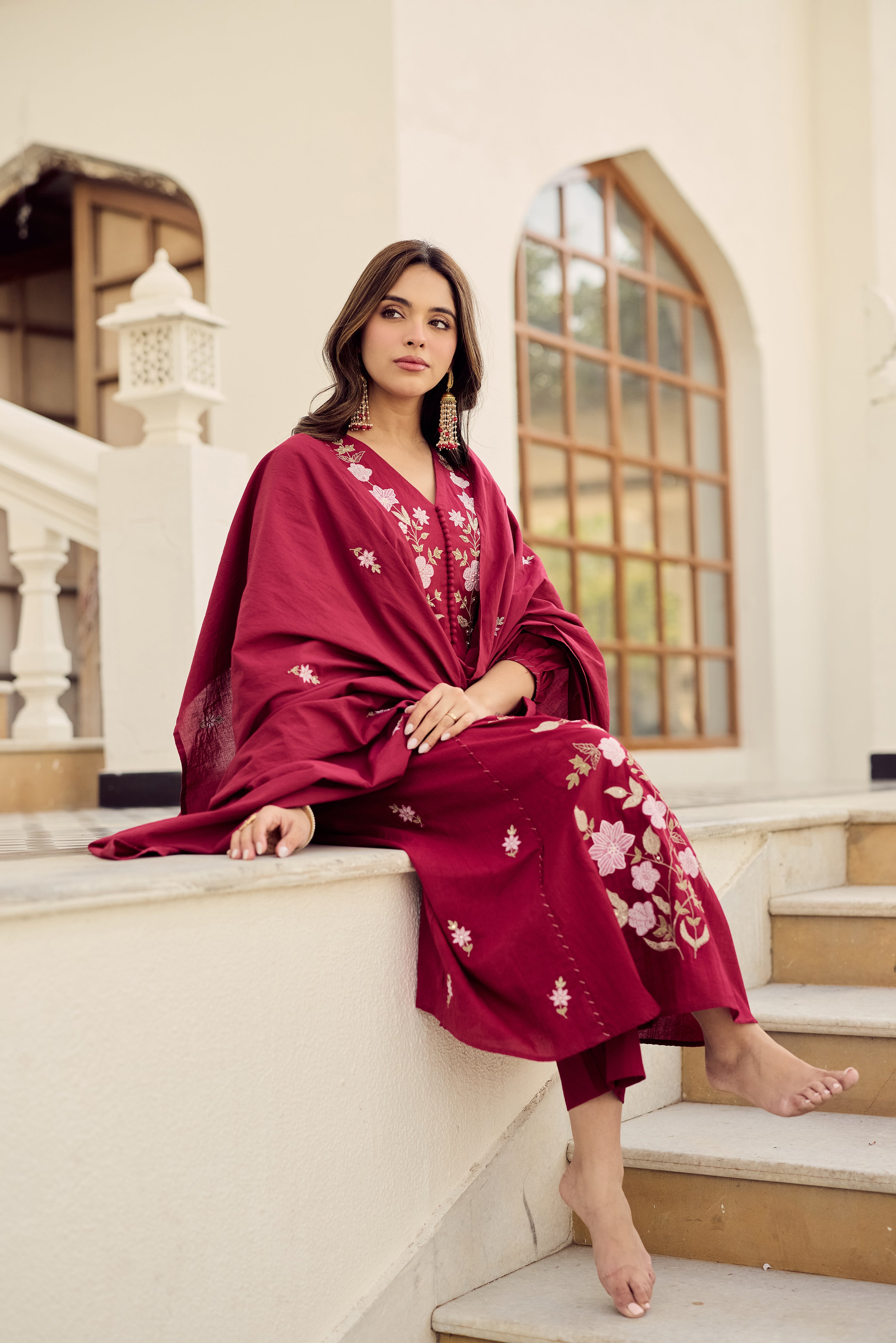 Crimson Blossom Suit Set