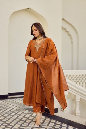 Rust Royale Embroidered Suit Set