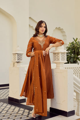 Rust Royale Embroidered Suit Set