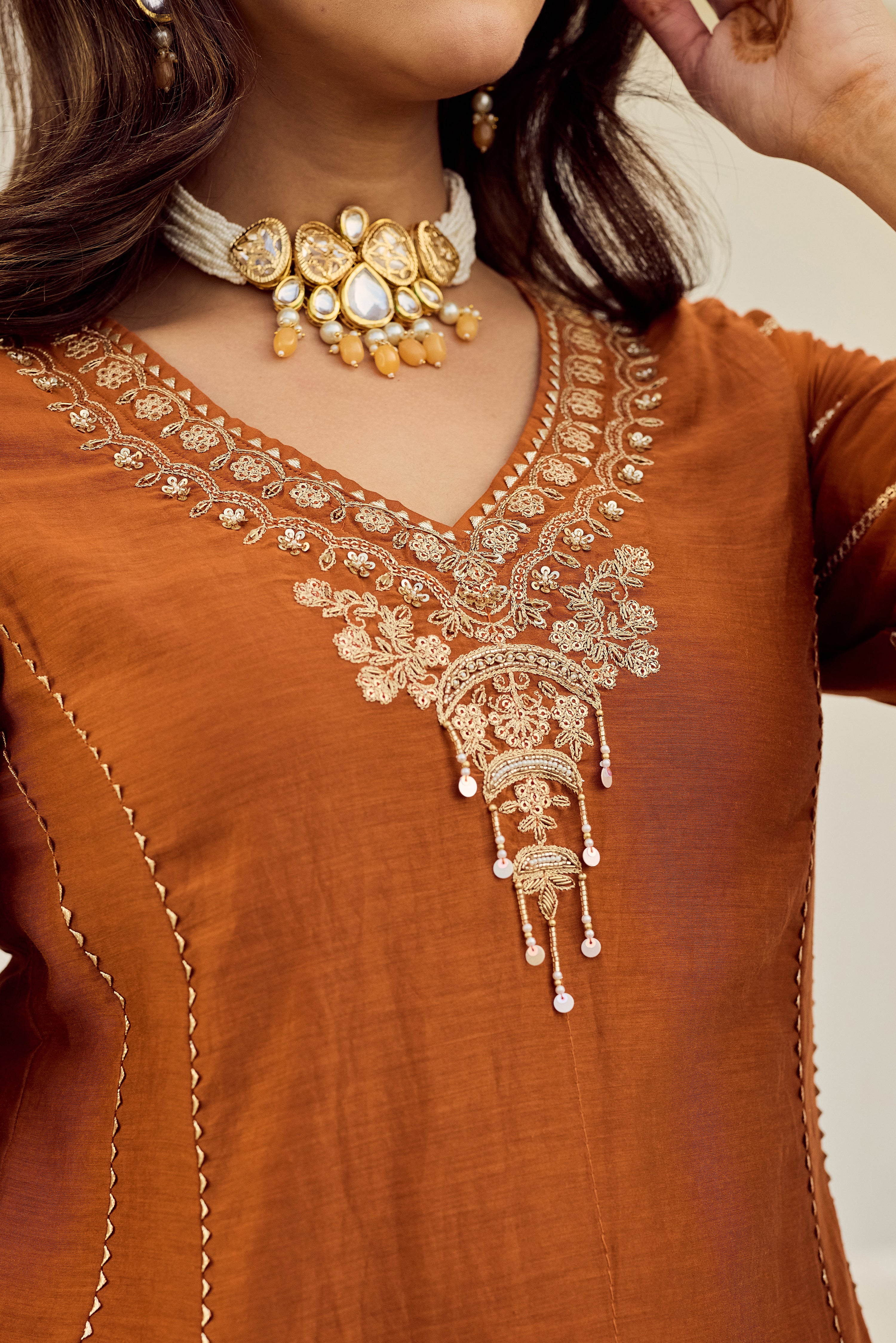 Rust Royale Embroidered Suit Set