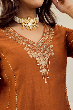 Rust Royale Embroidered Suit Set