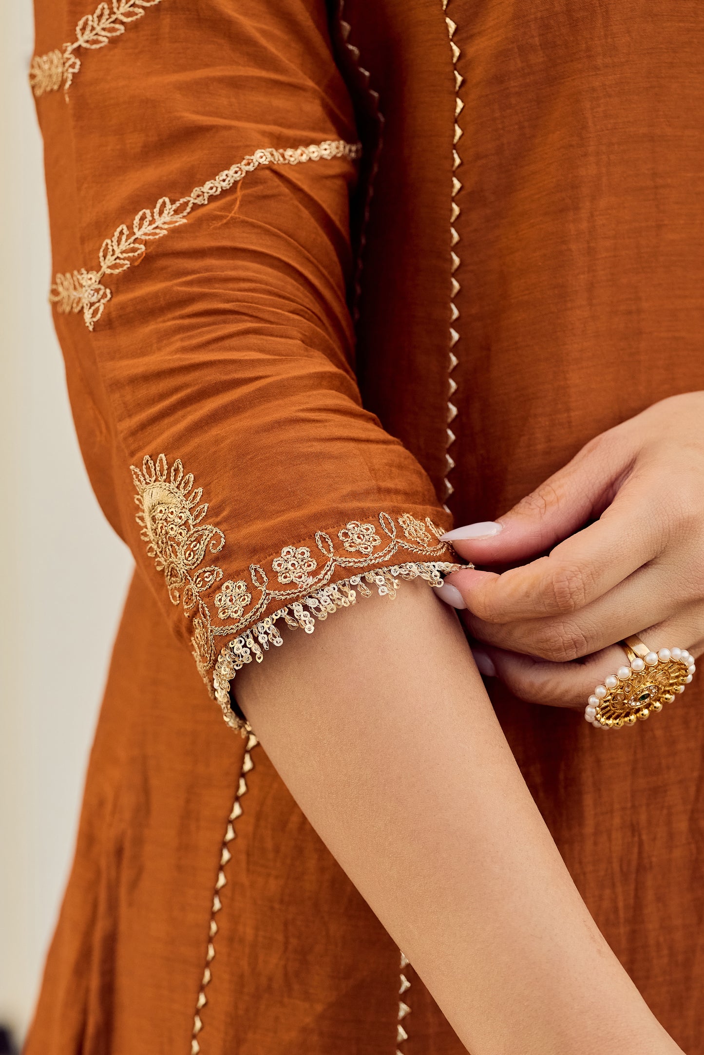 Rust Royale Embroidered Suit Set