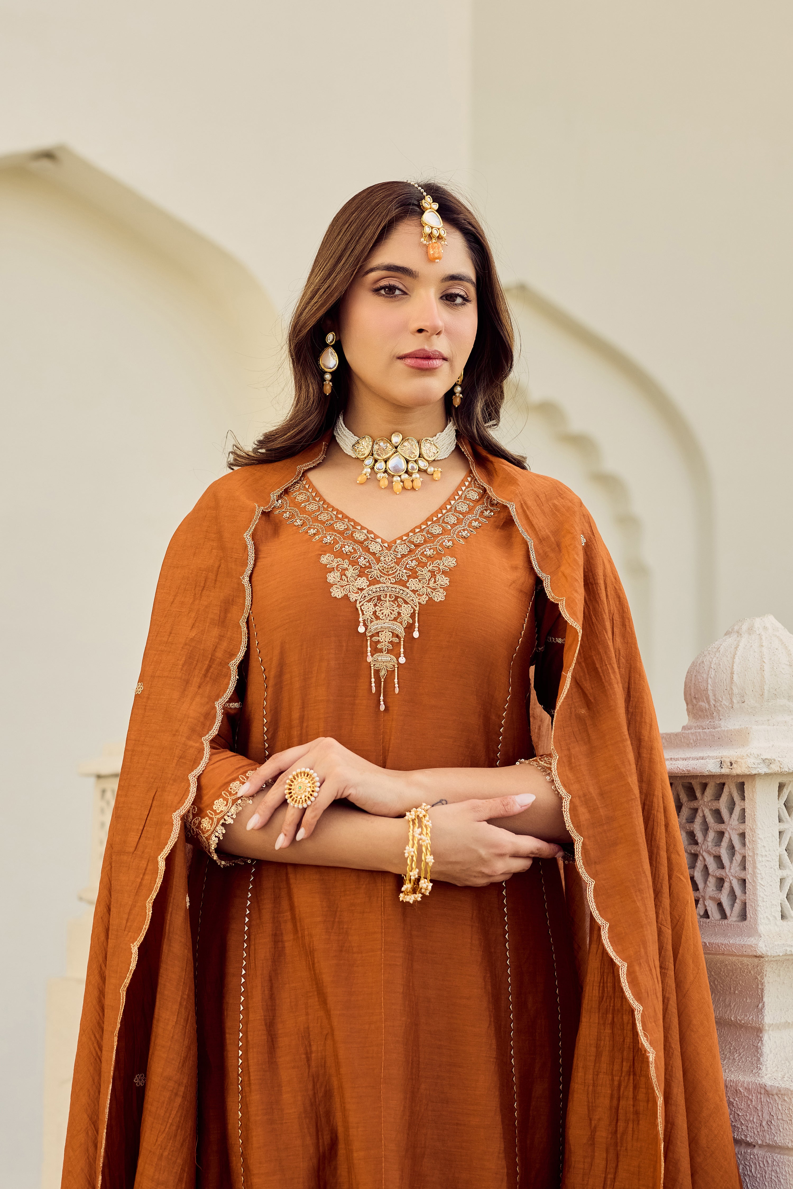 Rust Royale Embroidered Suit Set