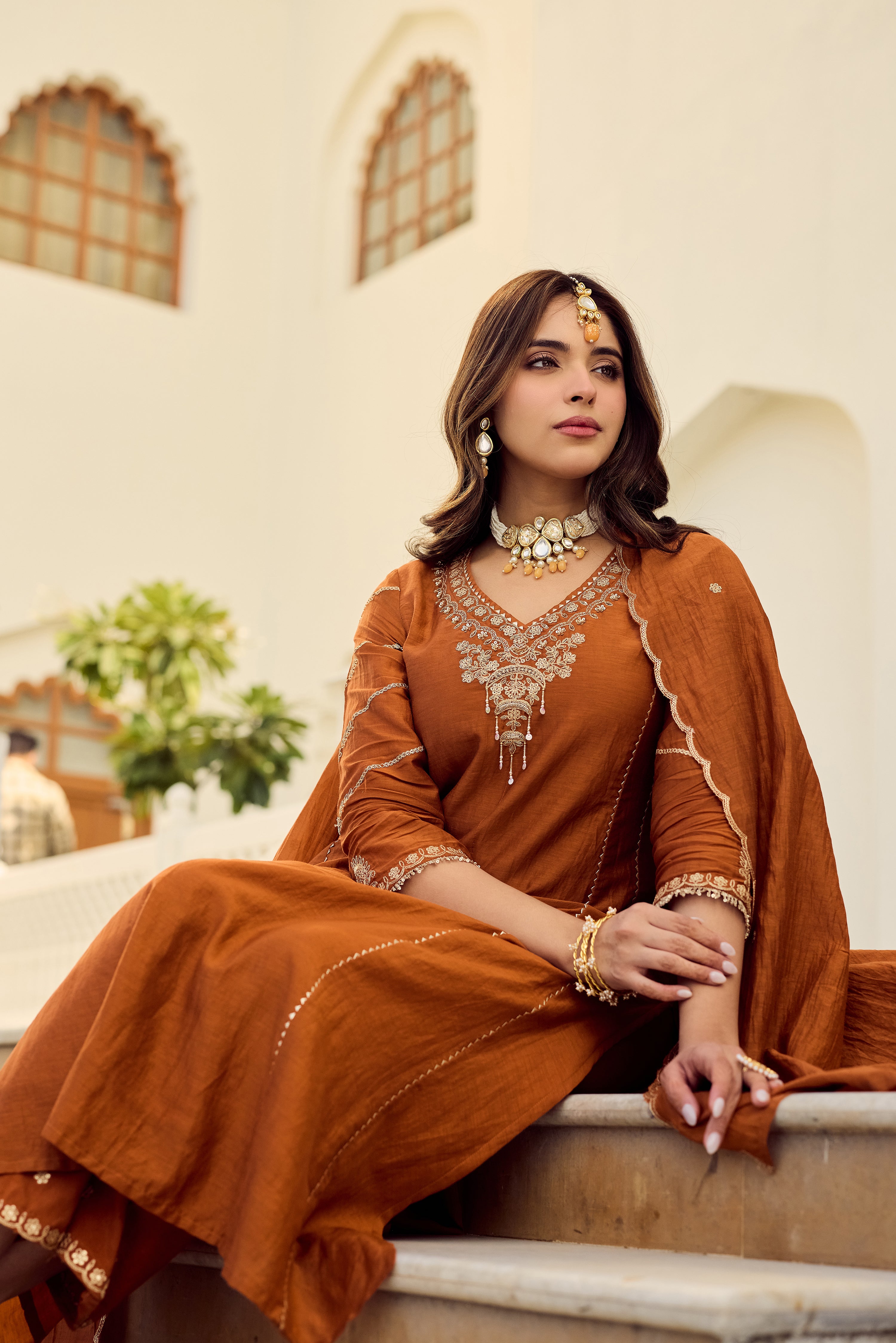 Rust Royale Embroidered Suit Set