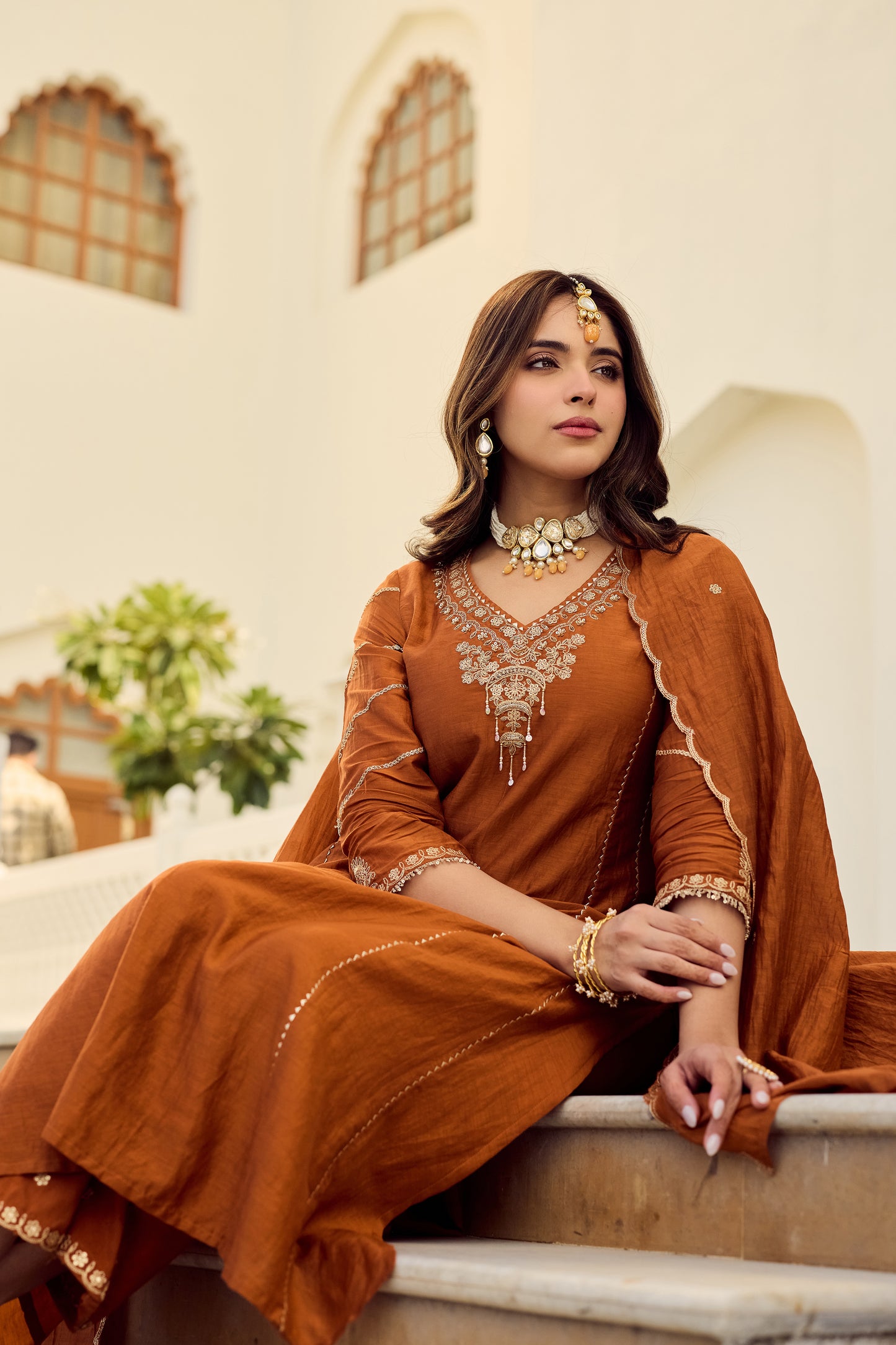 Rust Royale Embroidered Suit Set