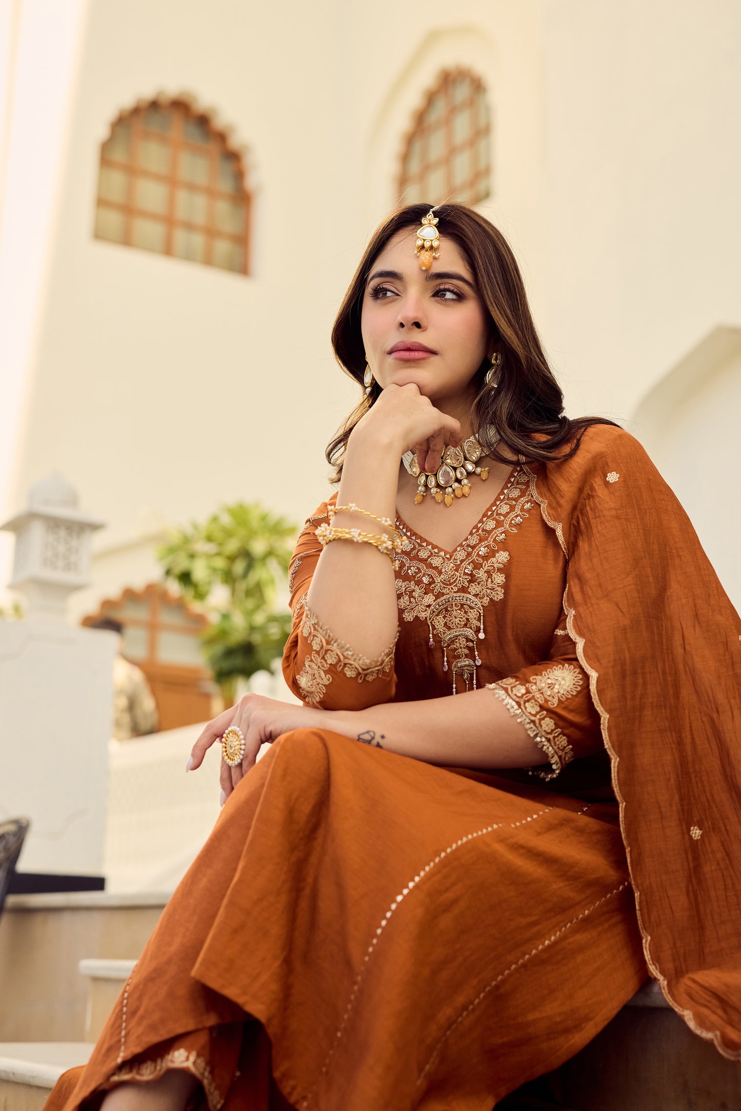 Rust Royale Embroidered Suit Set