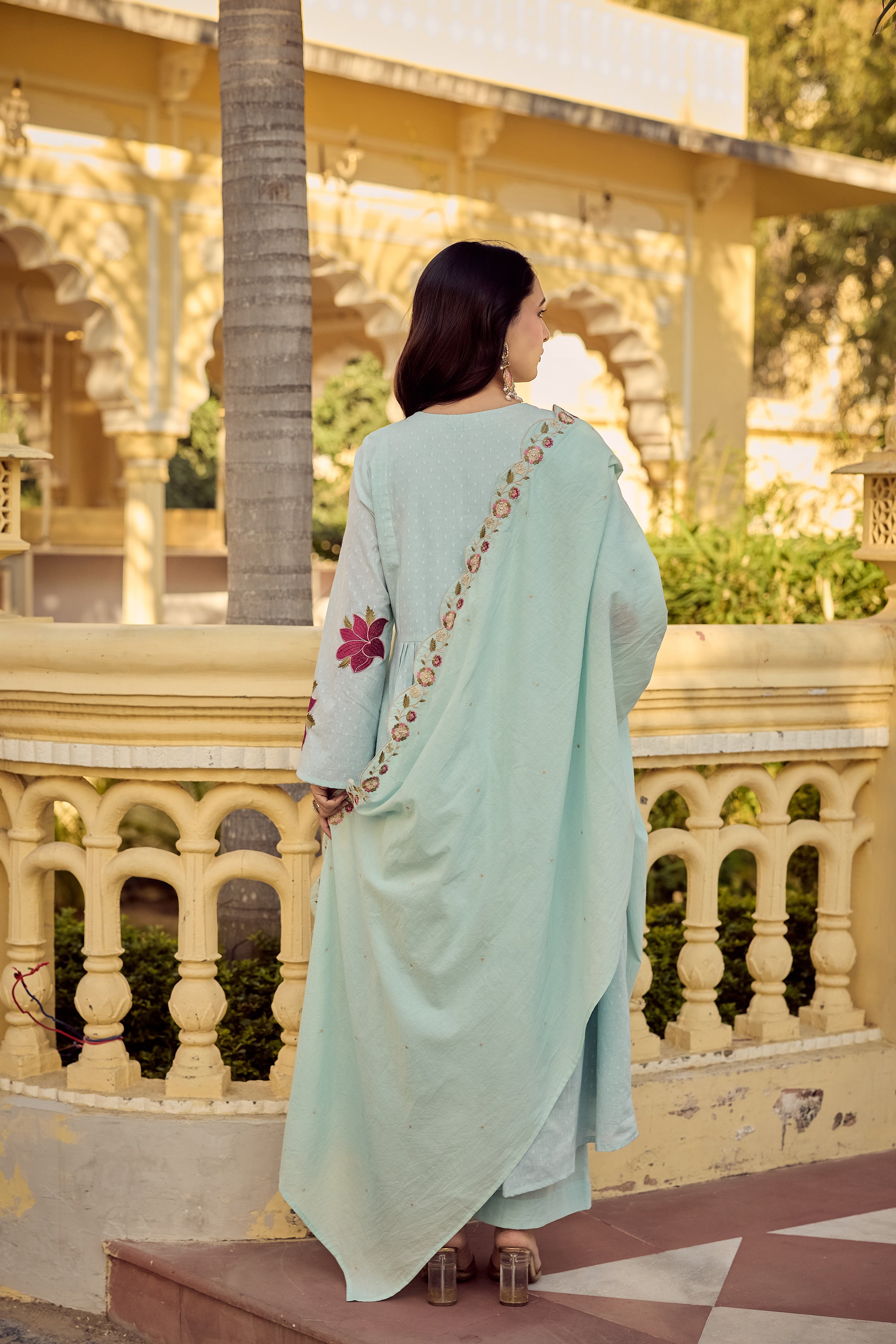 Aqua Blossom Suit Set