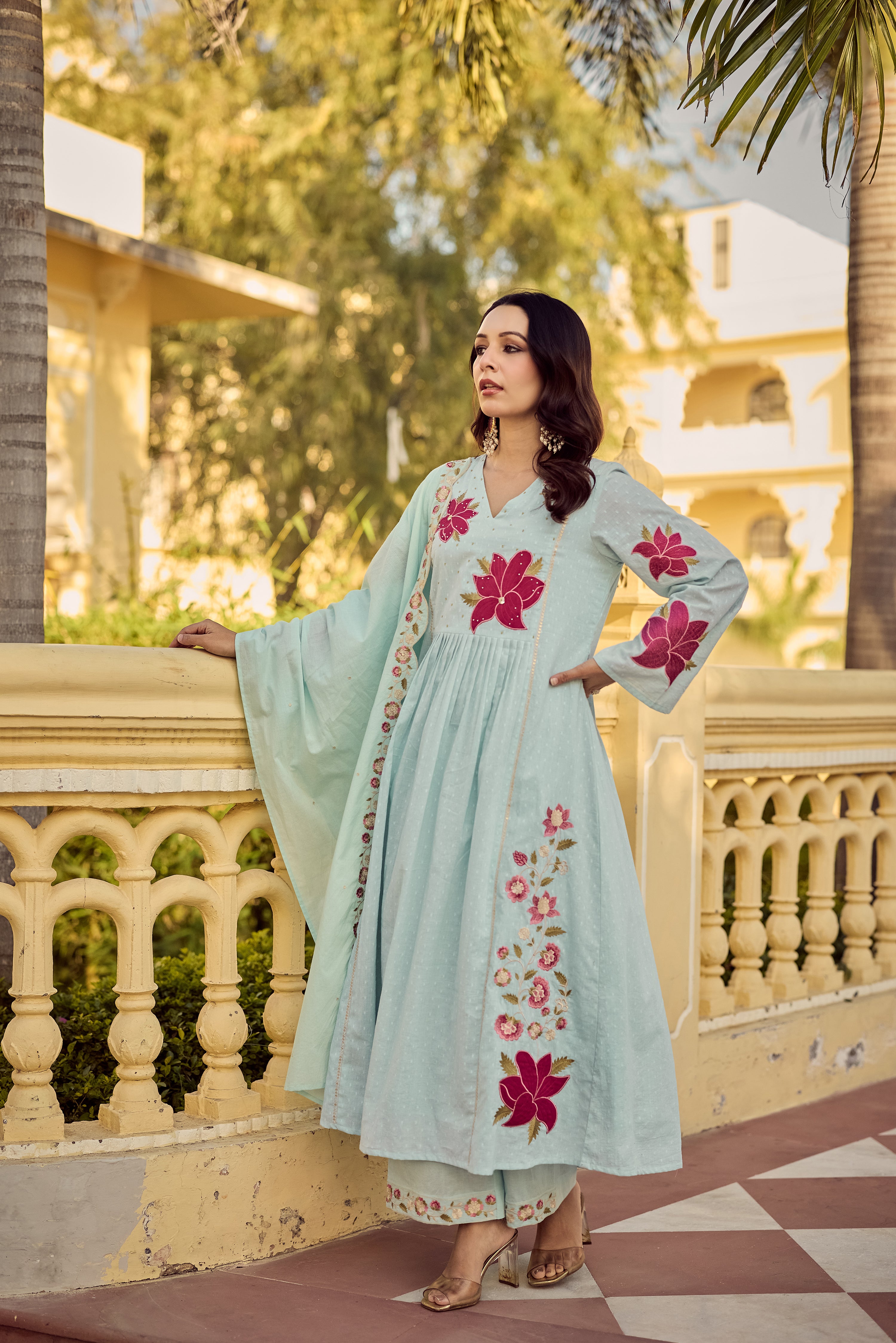 Aqua Blossom Suit Set