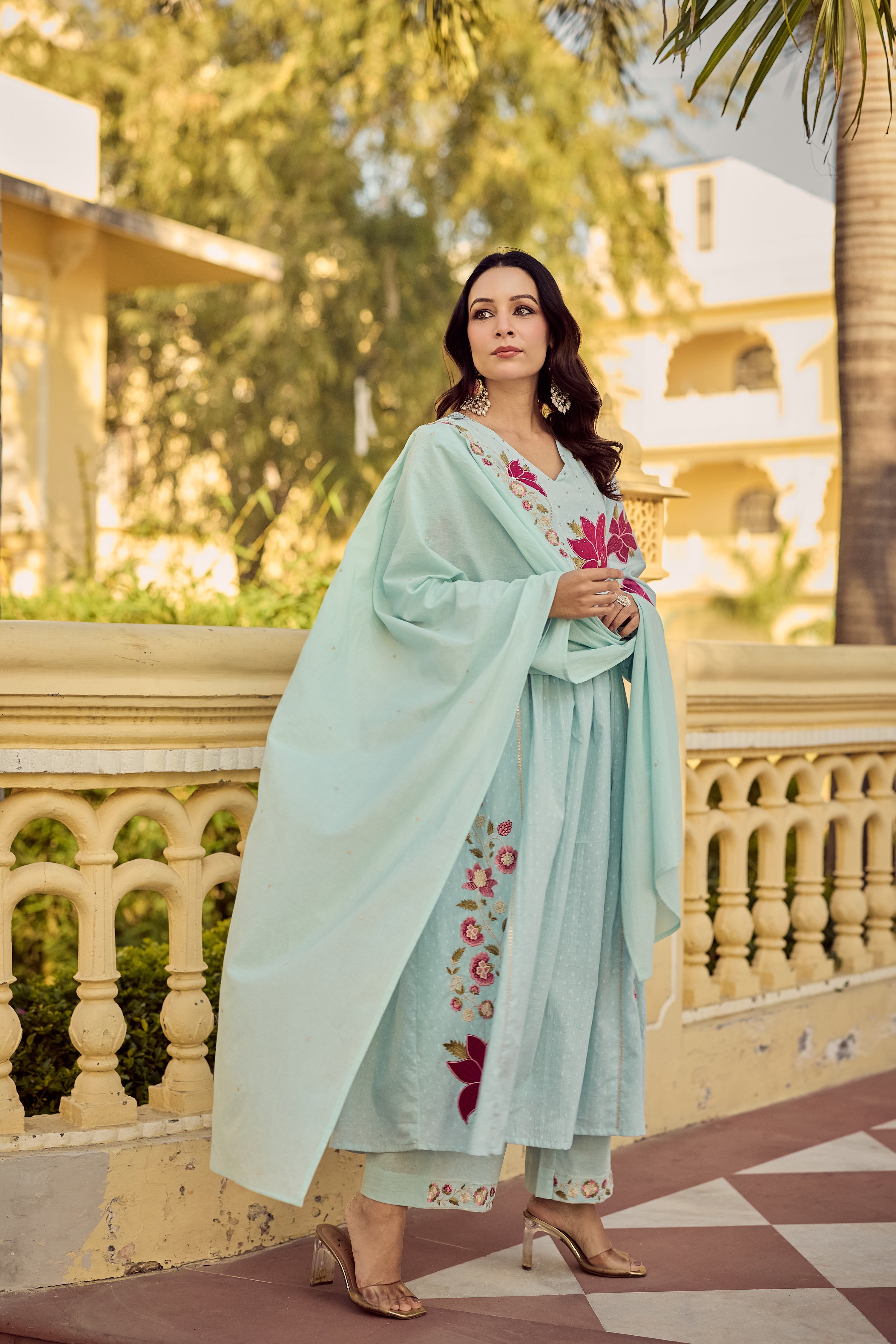 Aqua Blossom Suit Set