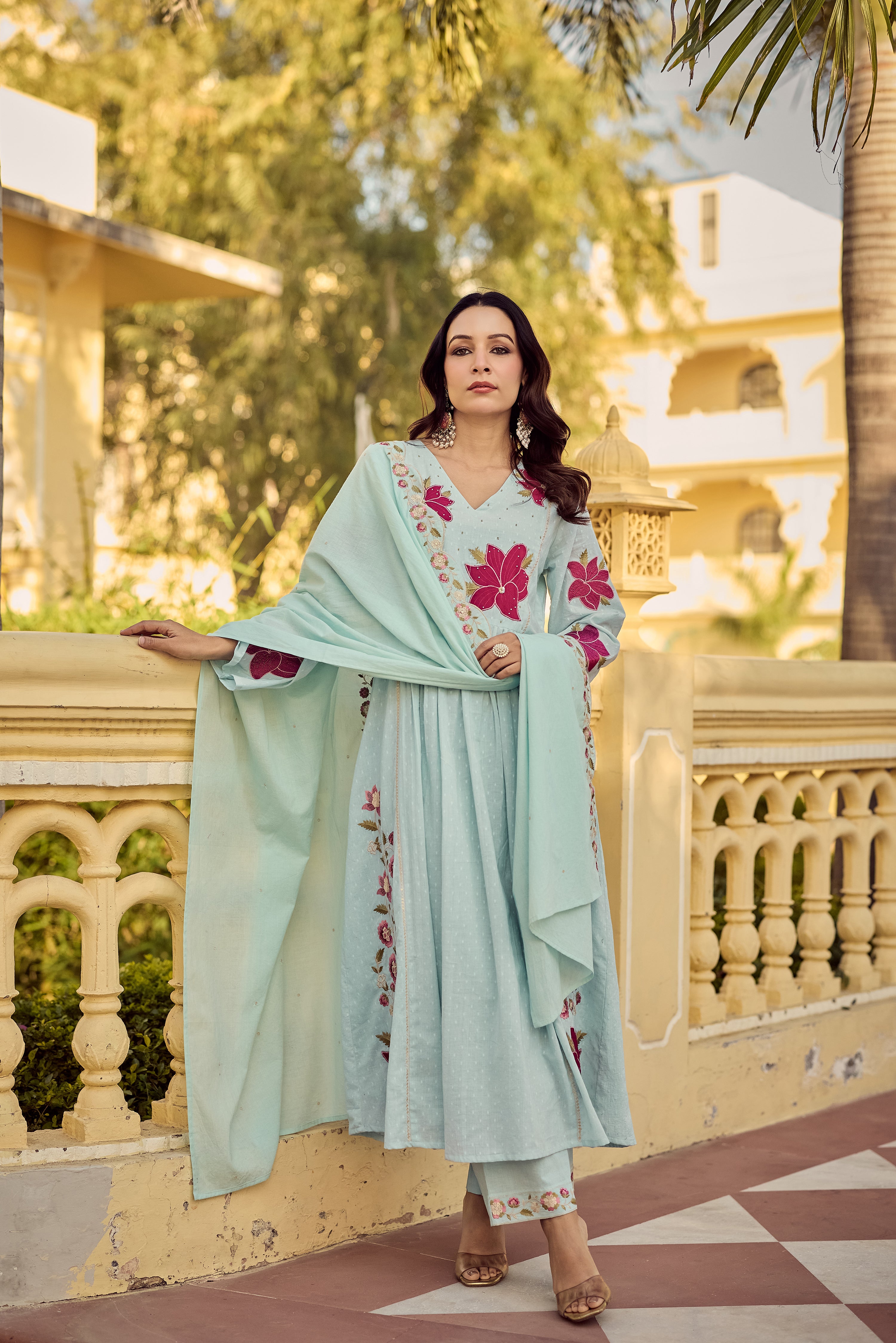 Aqua Blossom Suit Set