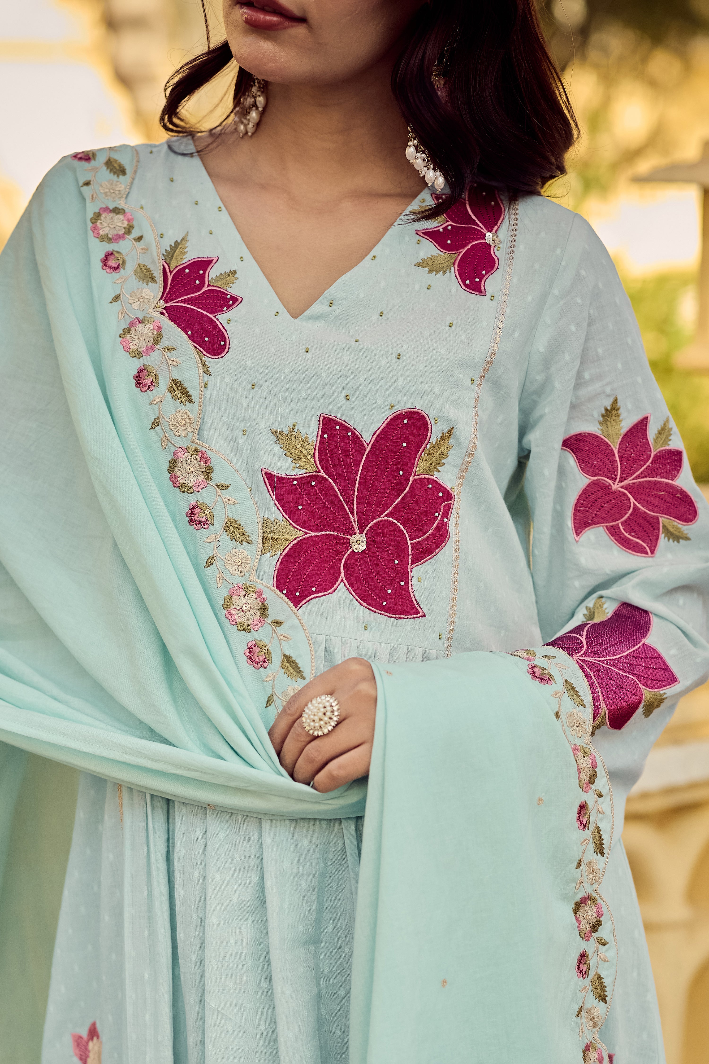 Aqua Blossom Suit Set