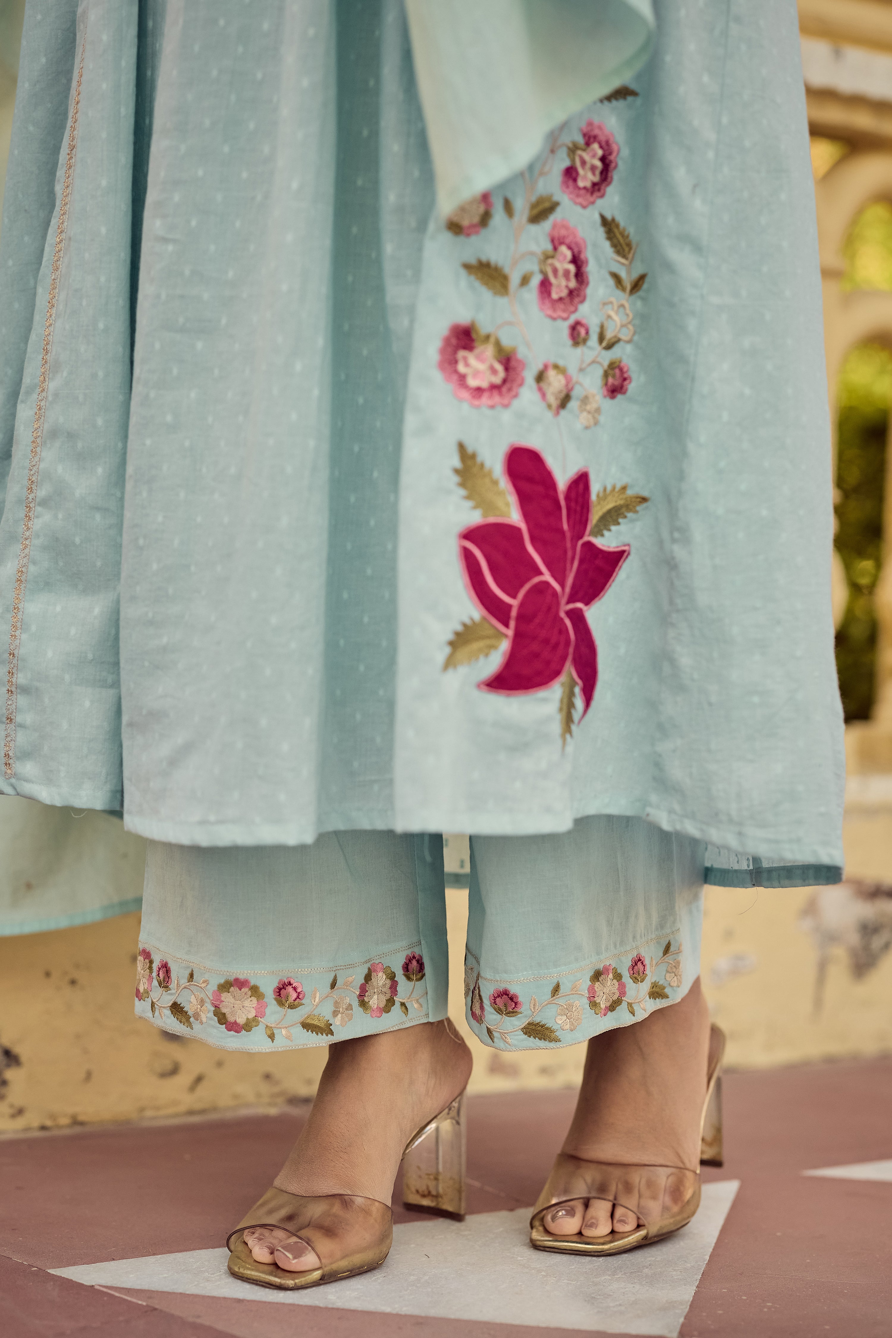 Aqua Blossom Suit Set