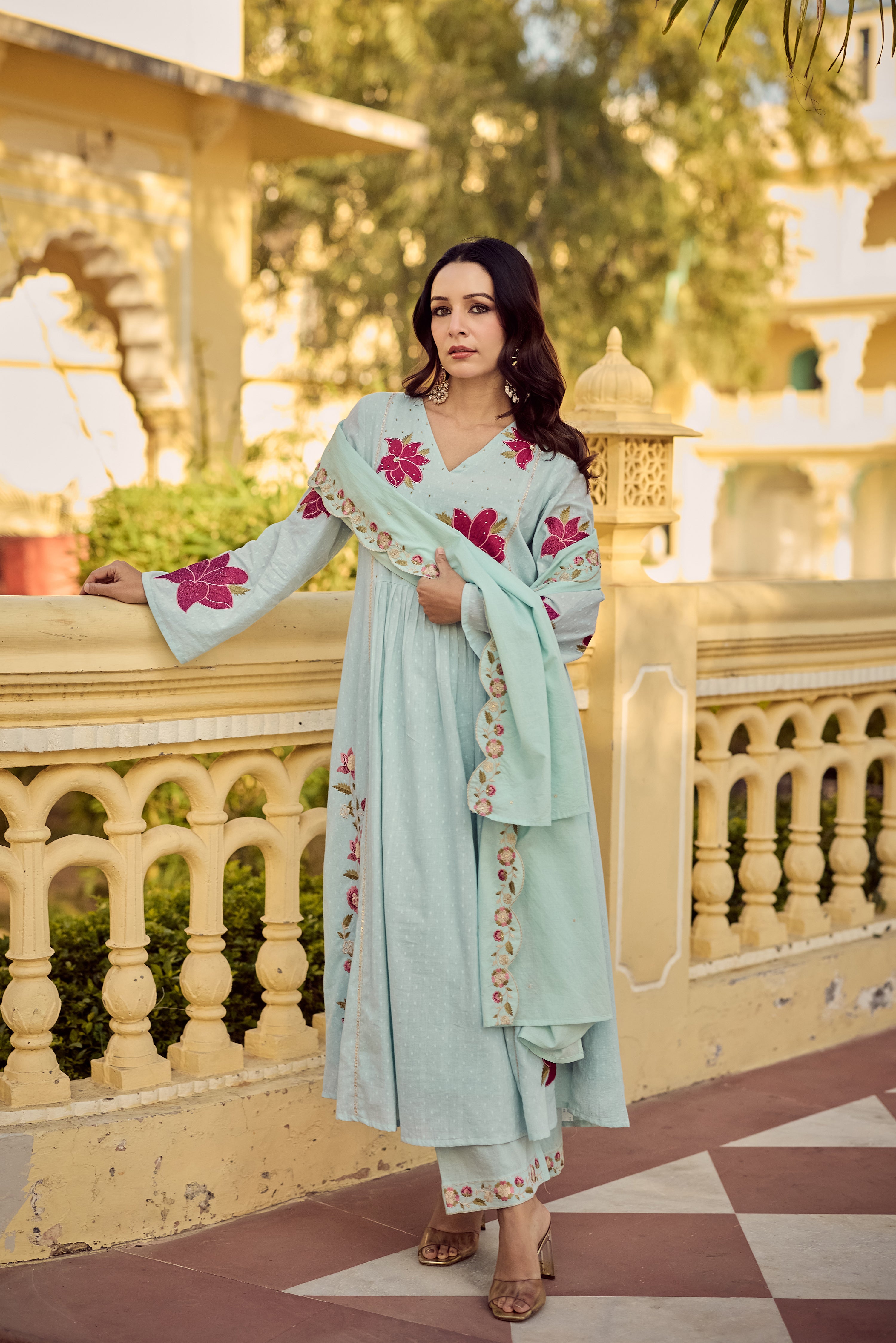 Aqua Blossom Suit Set