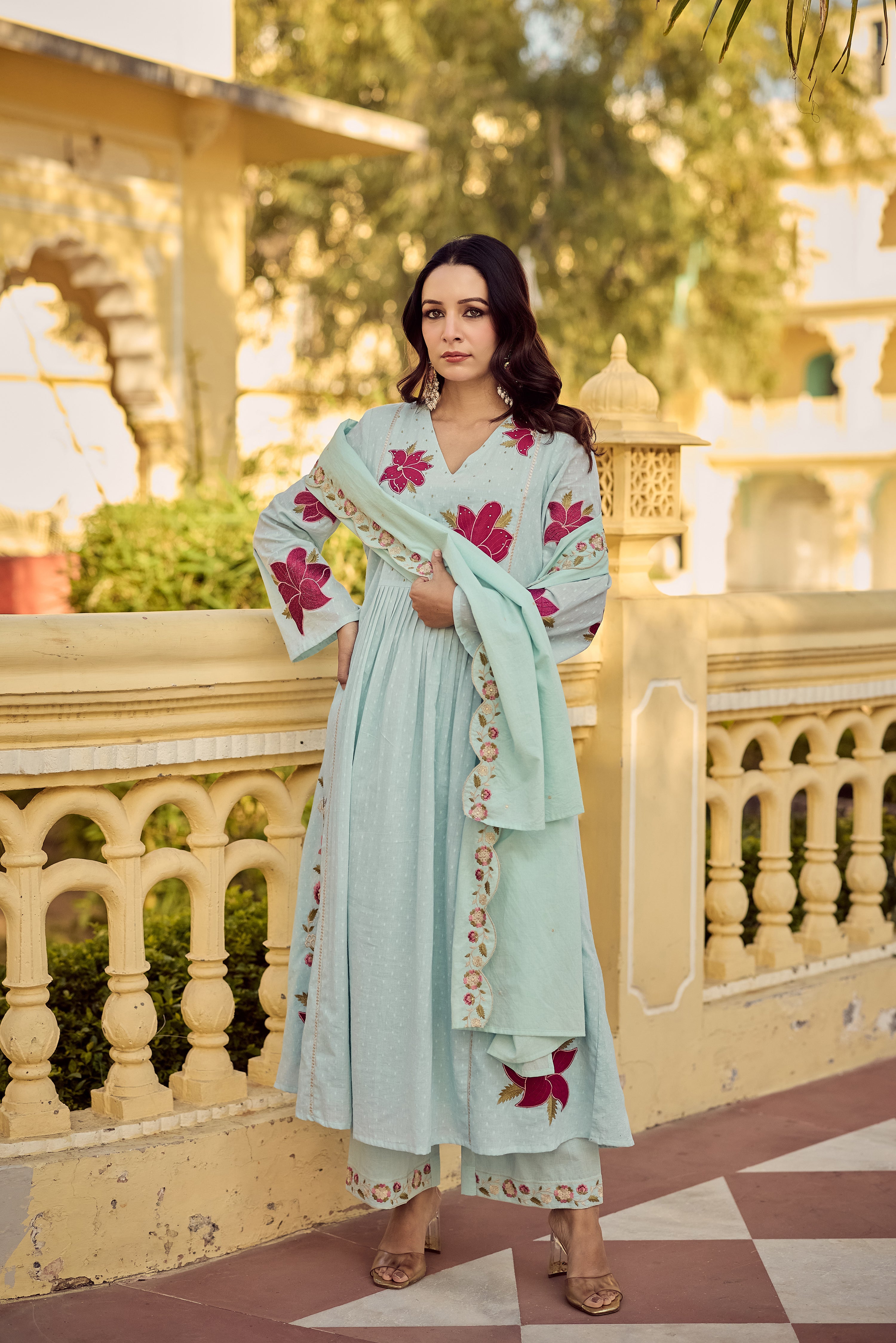 Aqua Blossom Suit Set