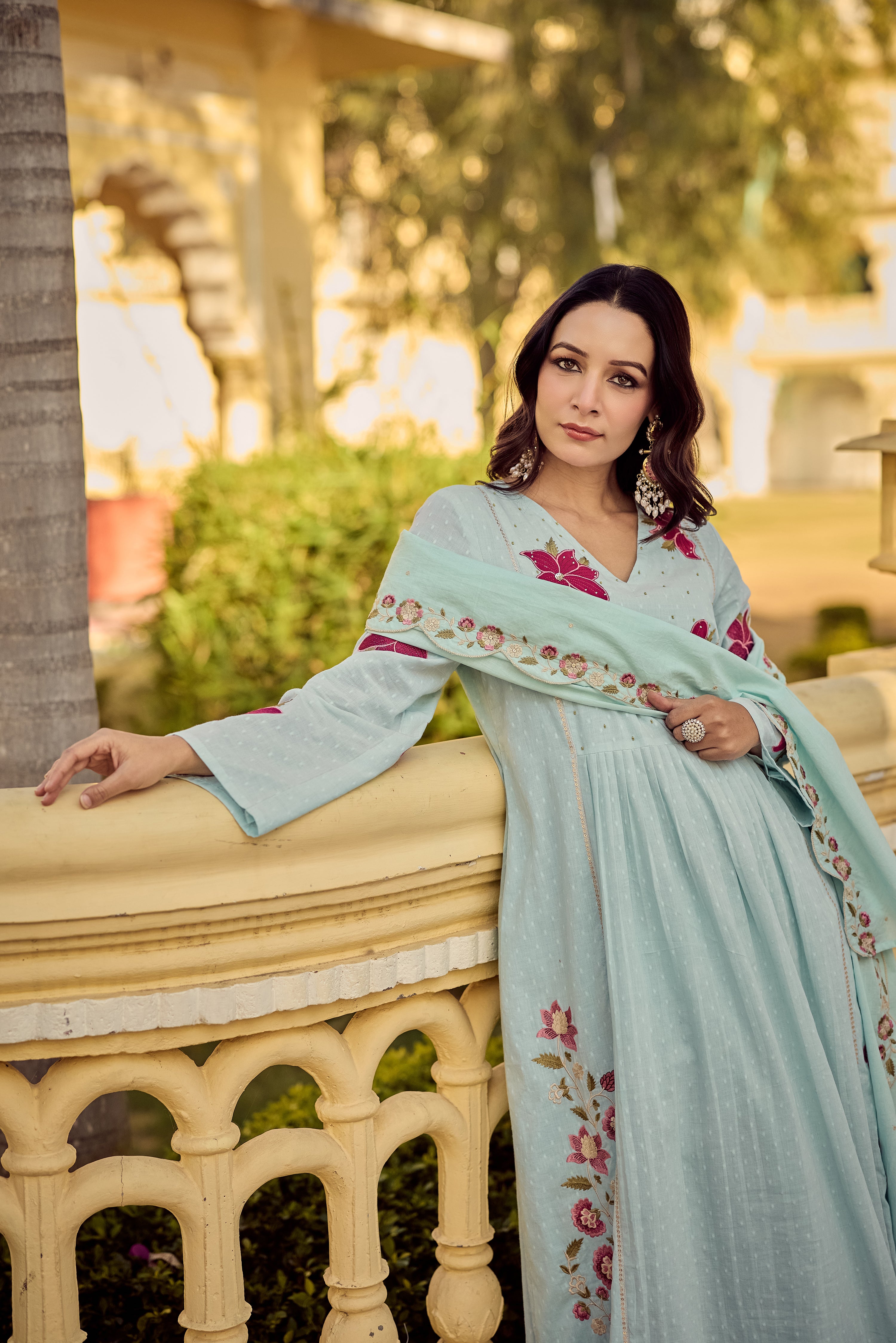 Aqua Blossom Suit Set