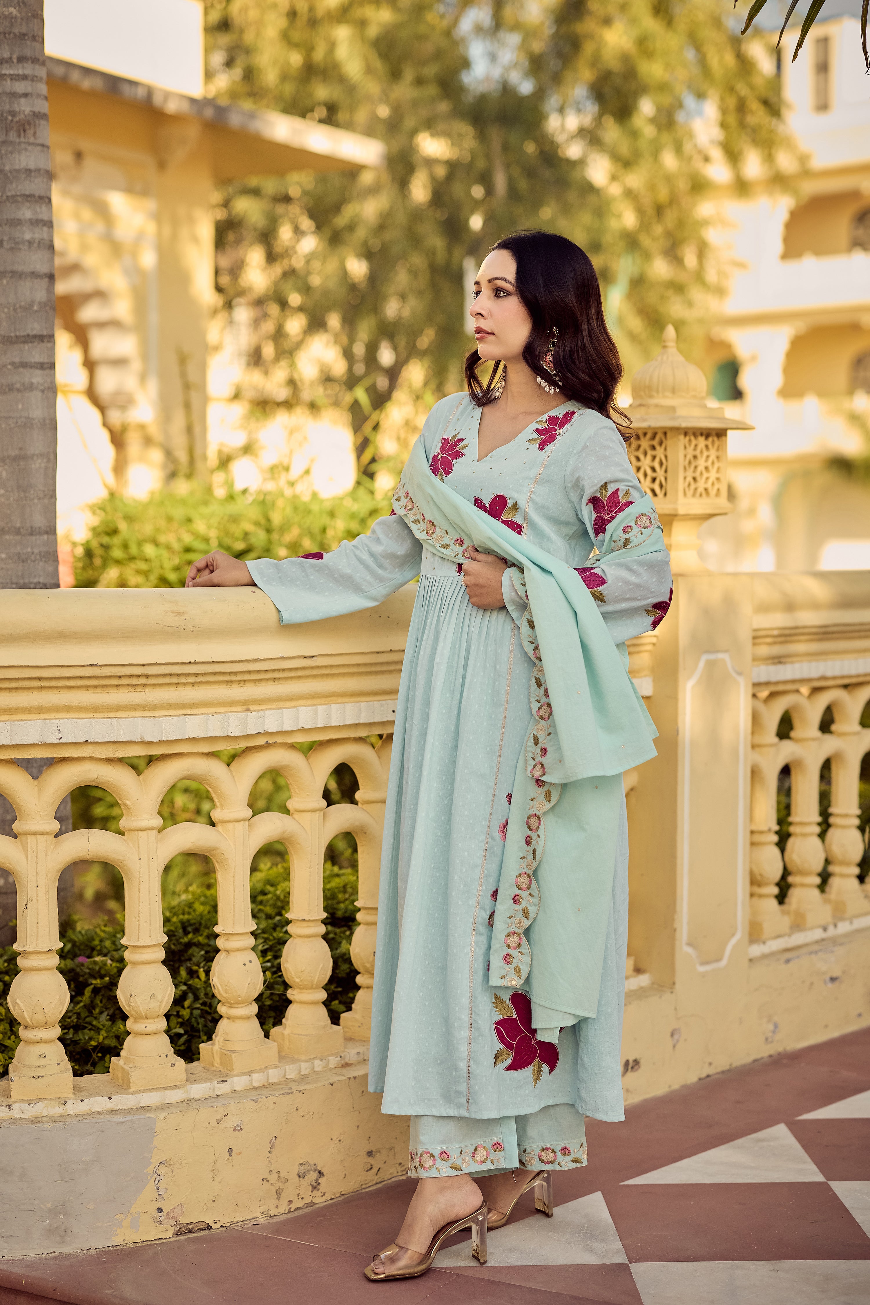 Aqua Blossom Suit Set