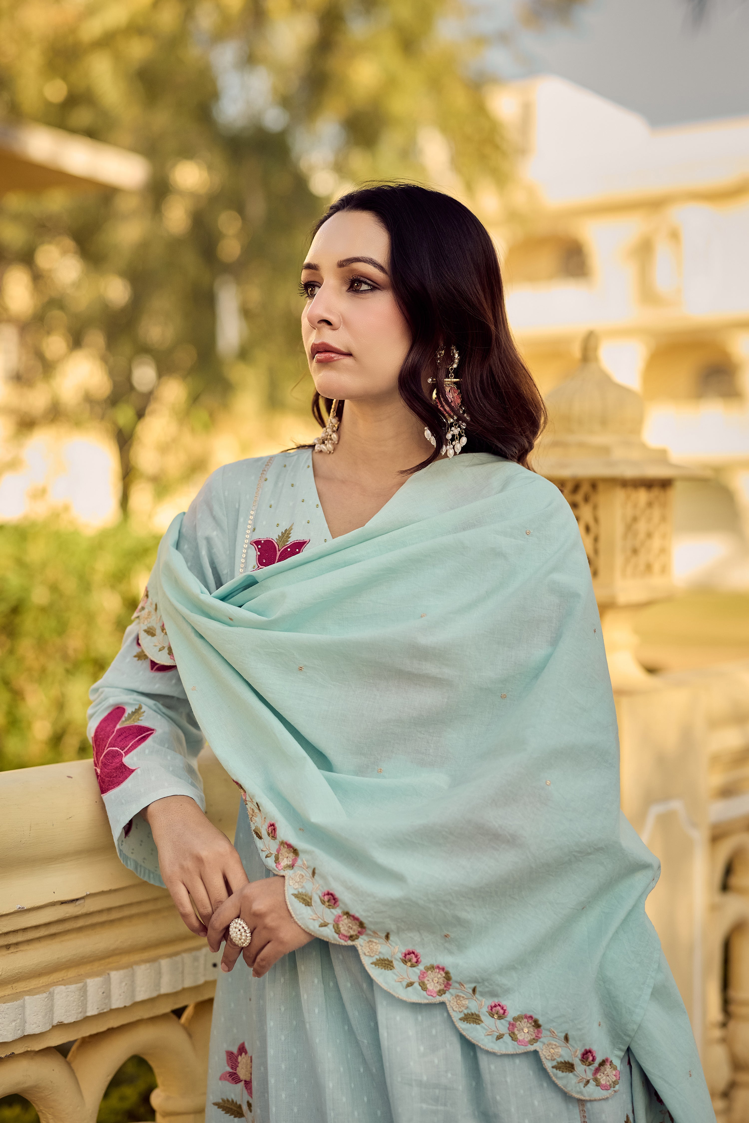 Aqua Blossom Suit Set