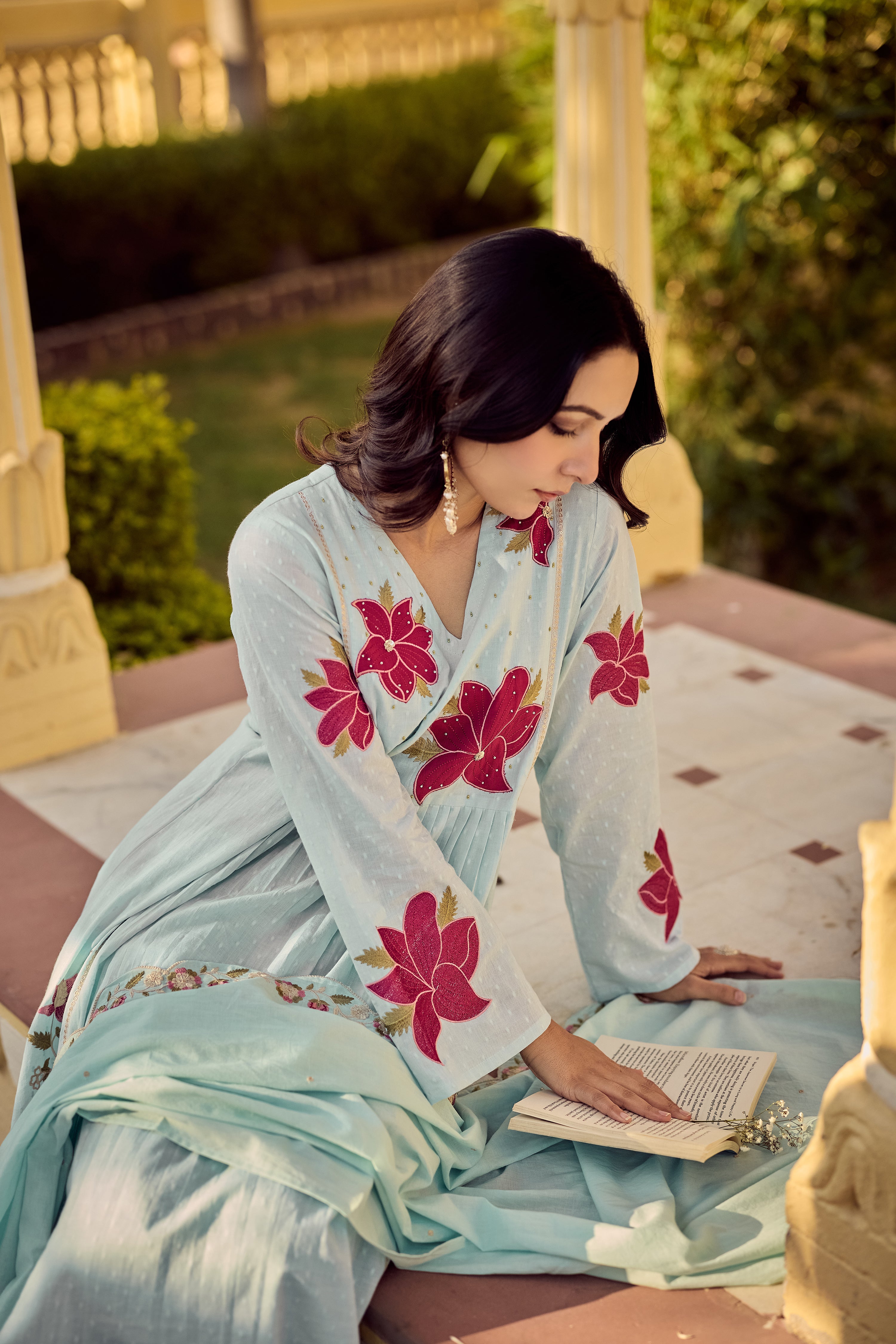 Aqua Blossom Suit Set