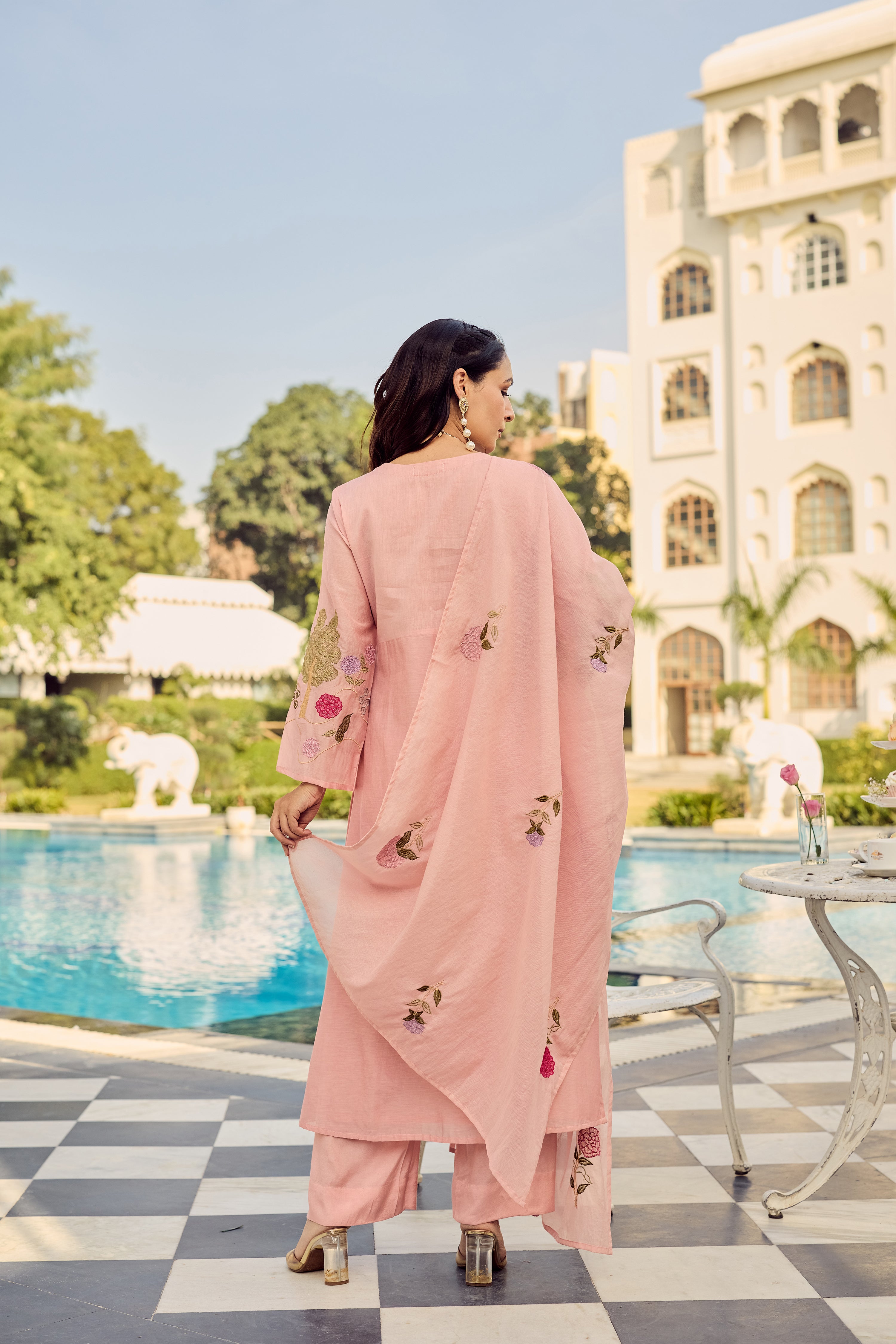 Dusty Rose Glow Chanderi Suit Set