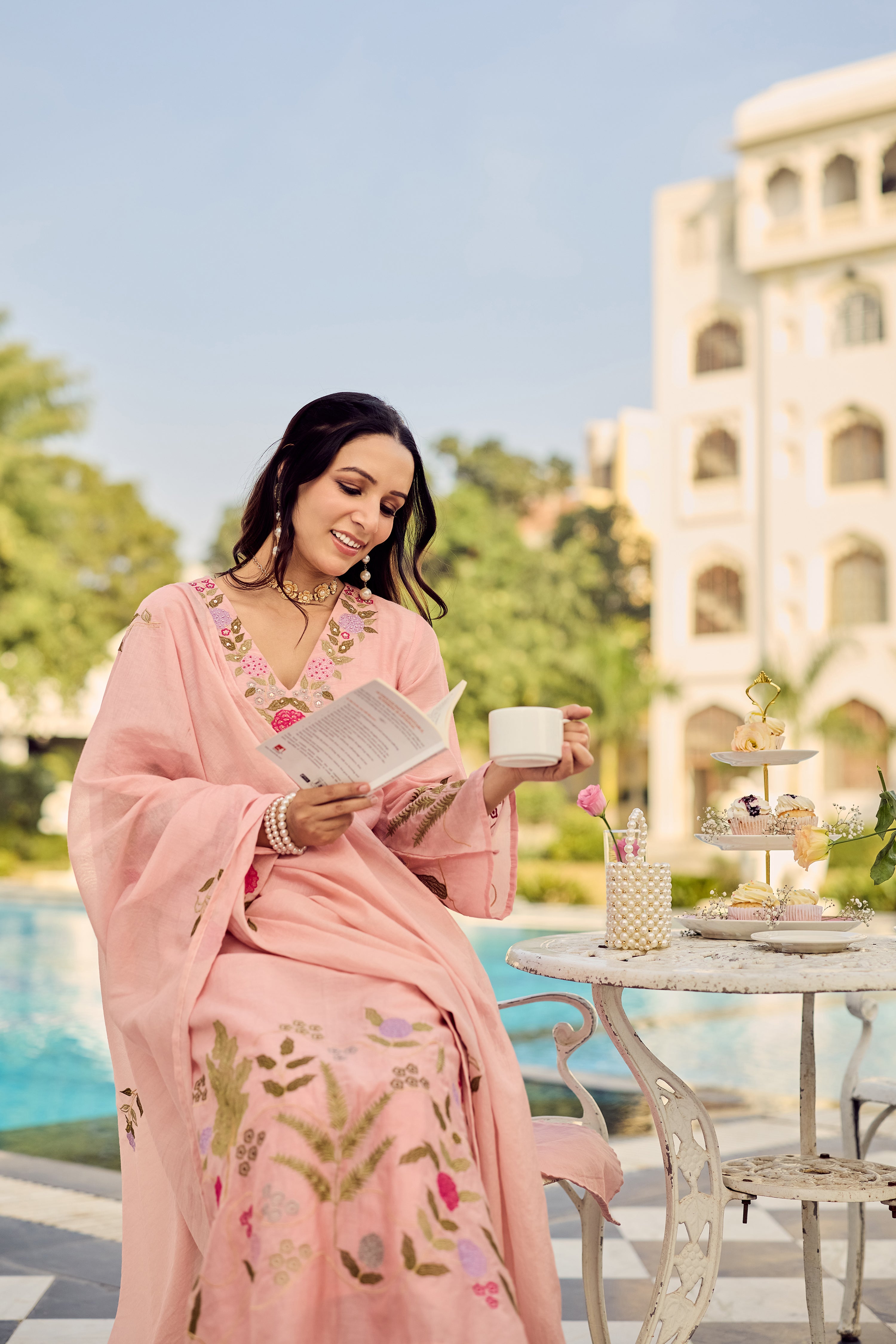 Dusty Rose Glow Chanderi Suit Set