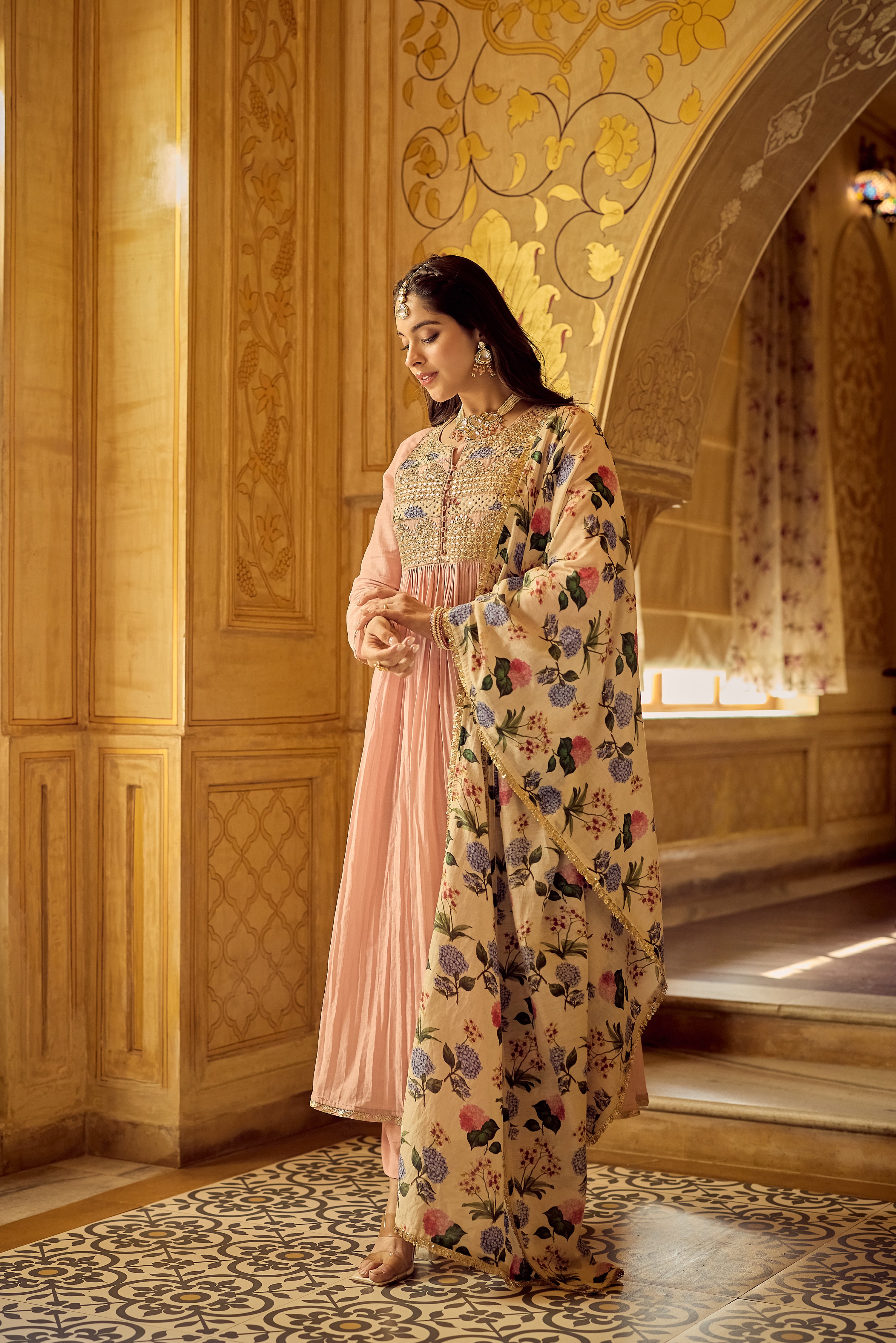 Blush Gulab Chanderi Embroidered Suit Set