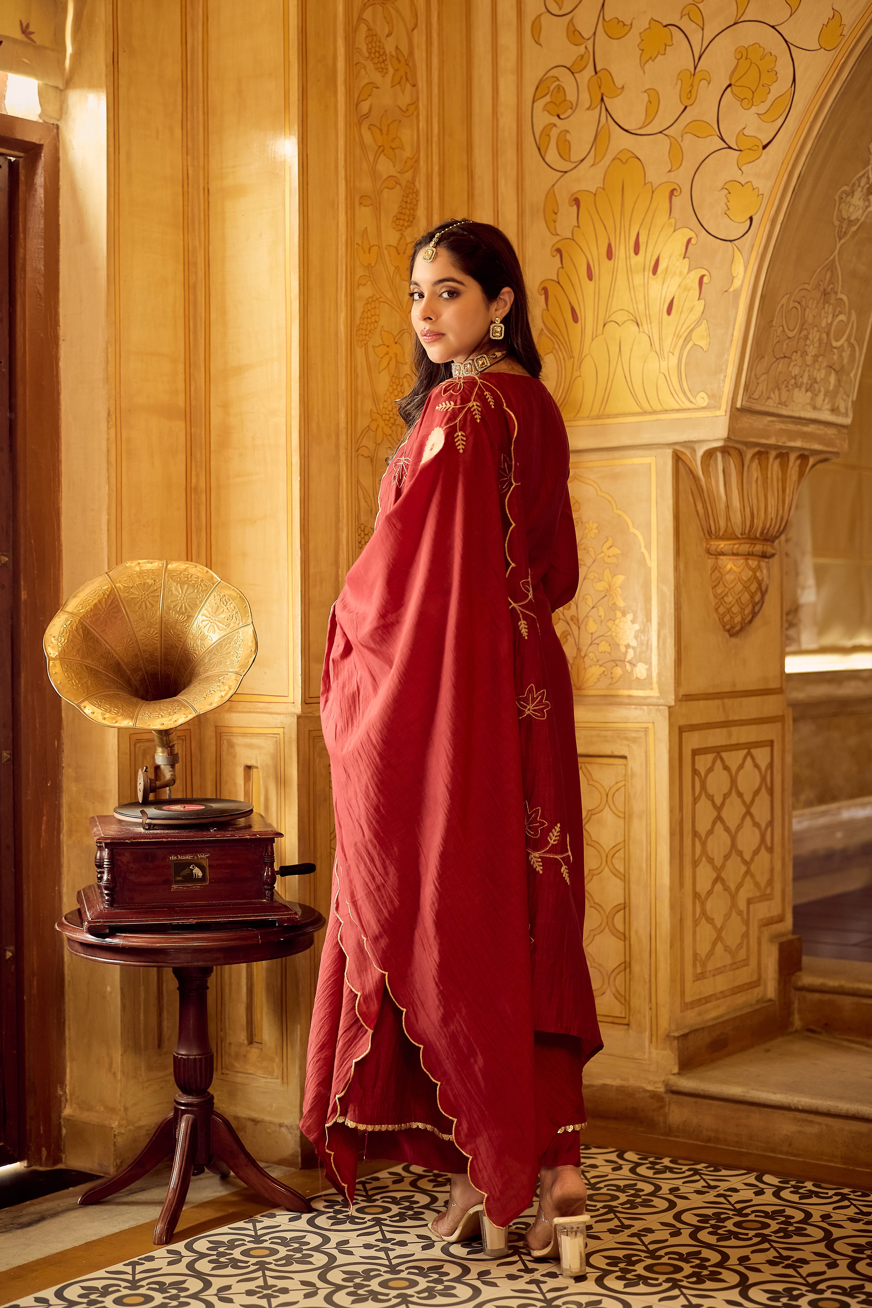 Royal Maroon Chanderi Set