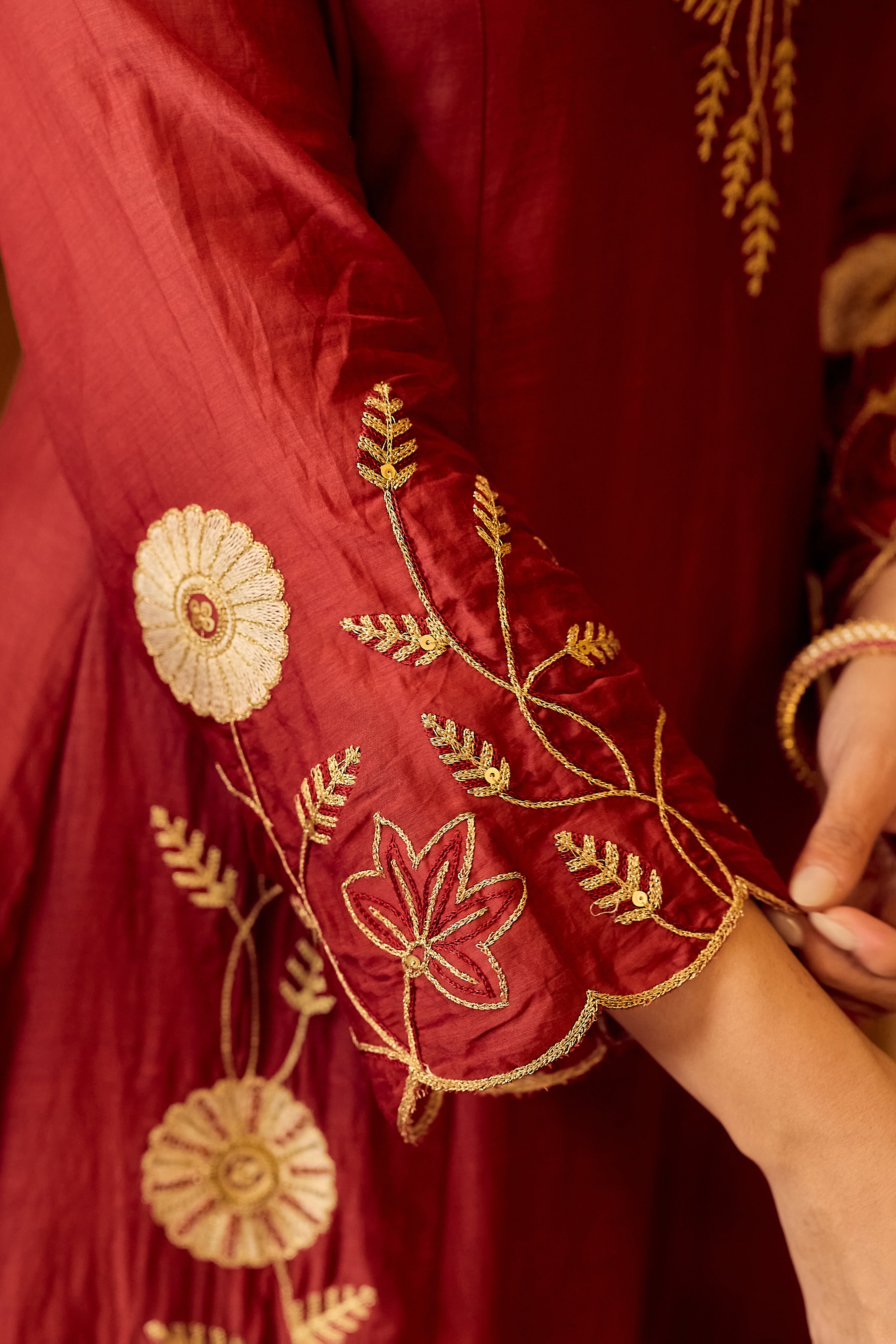 Royal Maroon Chanderi Set