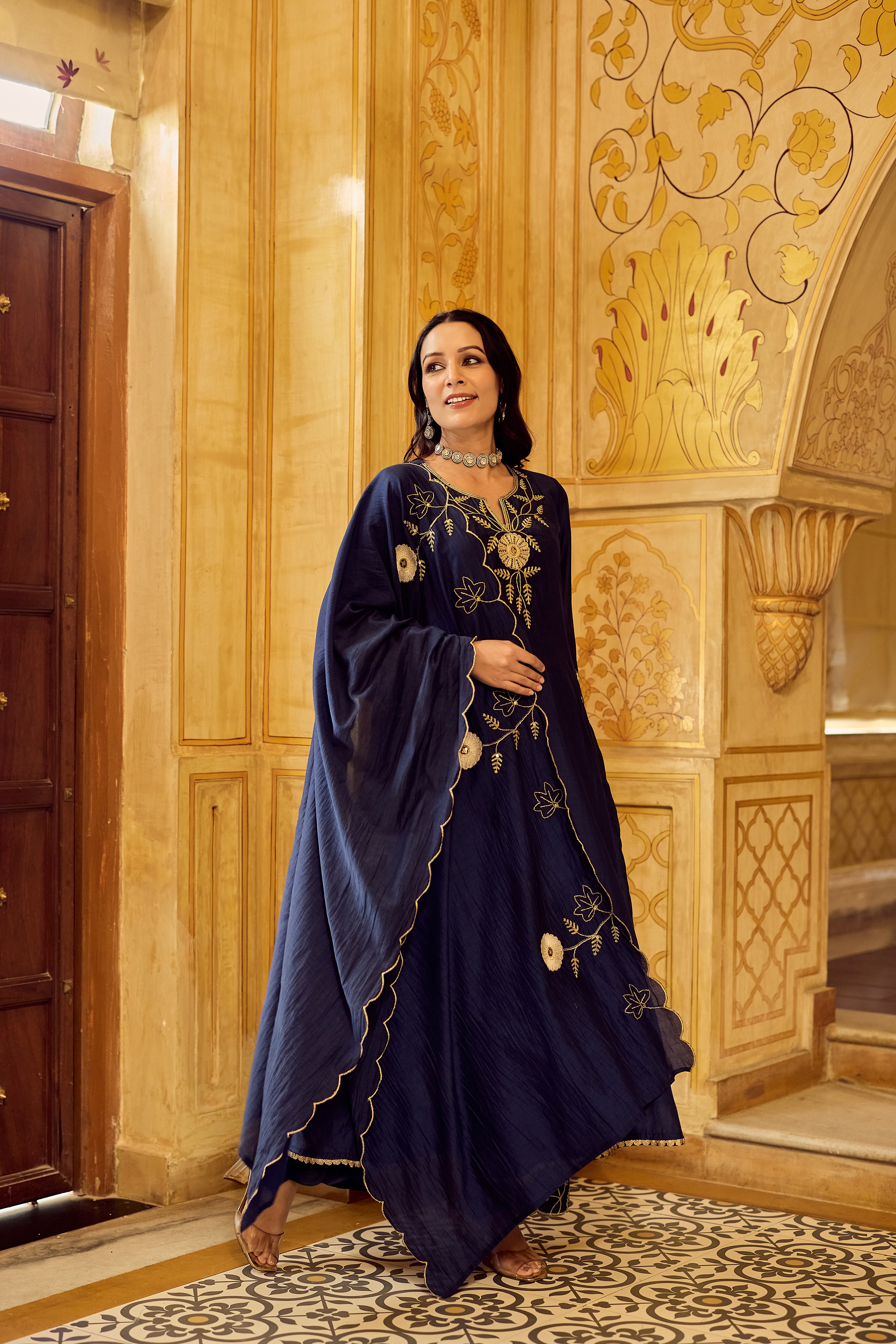Midnight Bloom Chanderi Suit Set