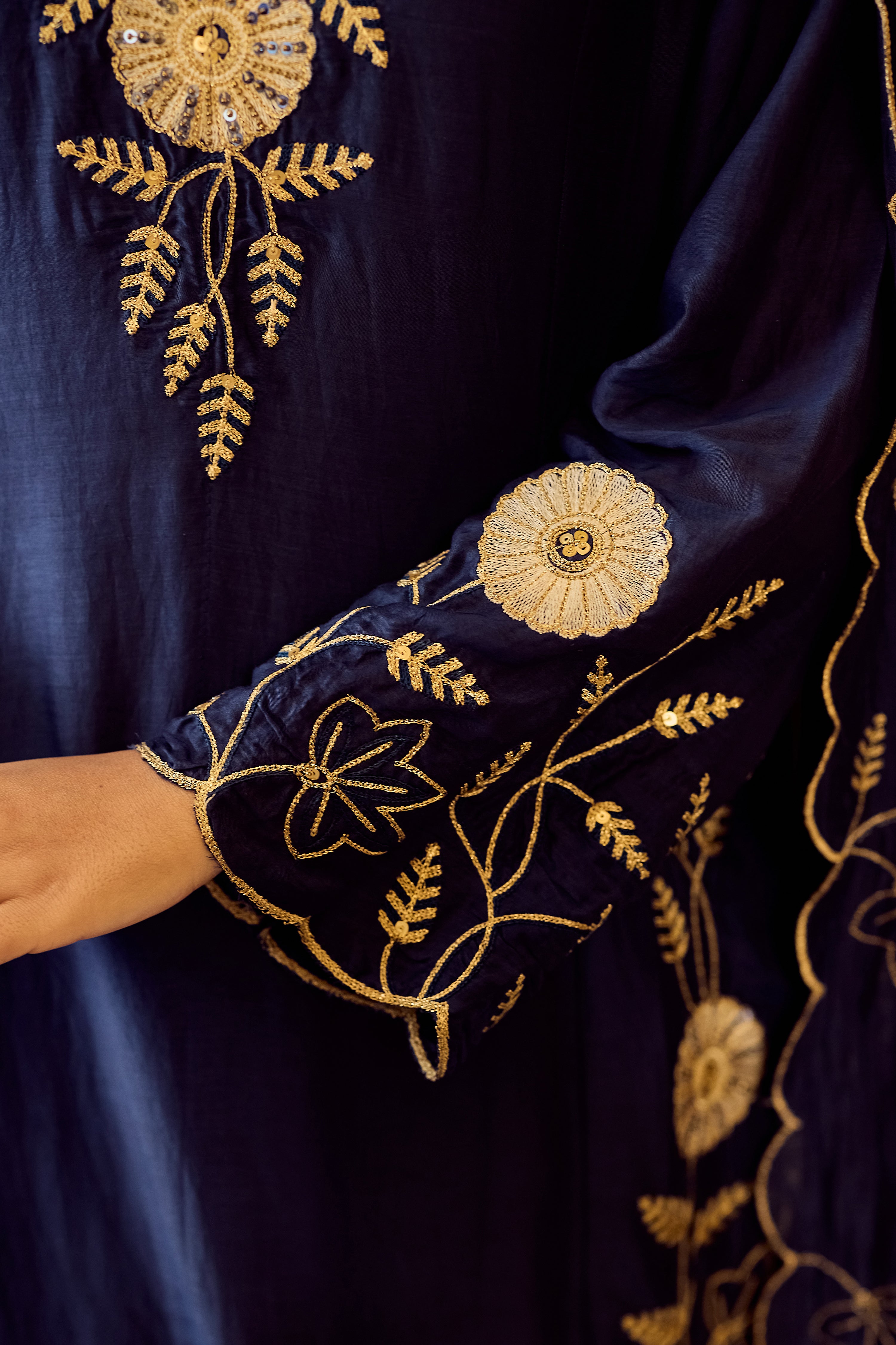 Midnight Bloom Chanderi Suit Set