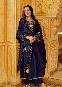 Midnight Bloom Chanderi Kurta Set