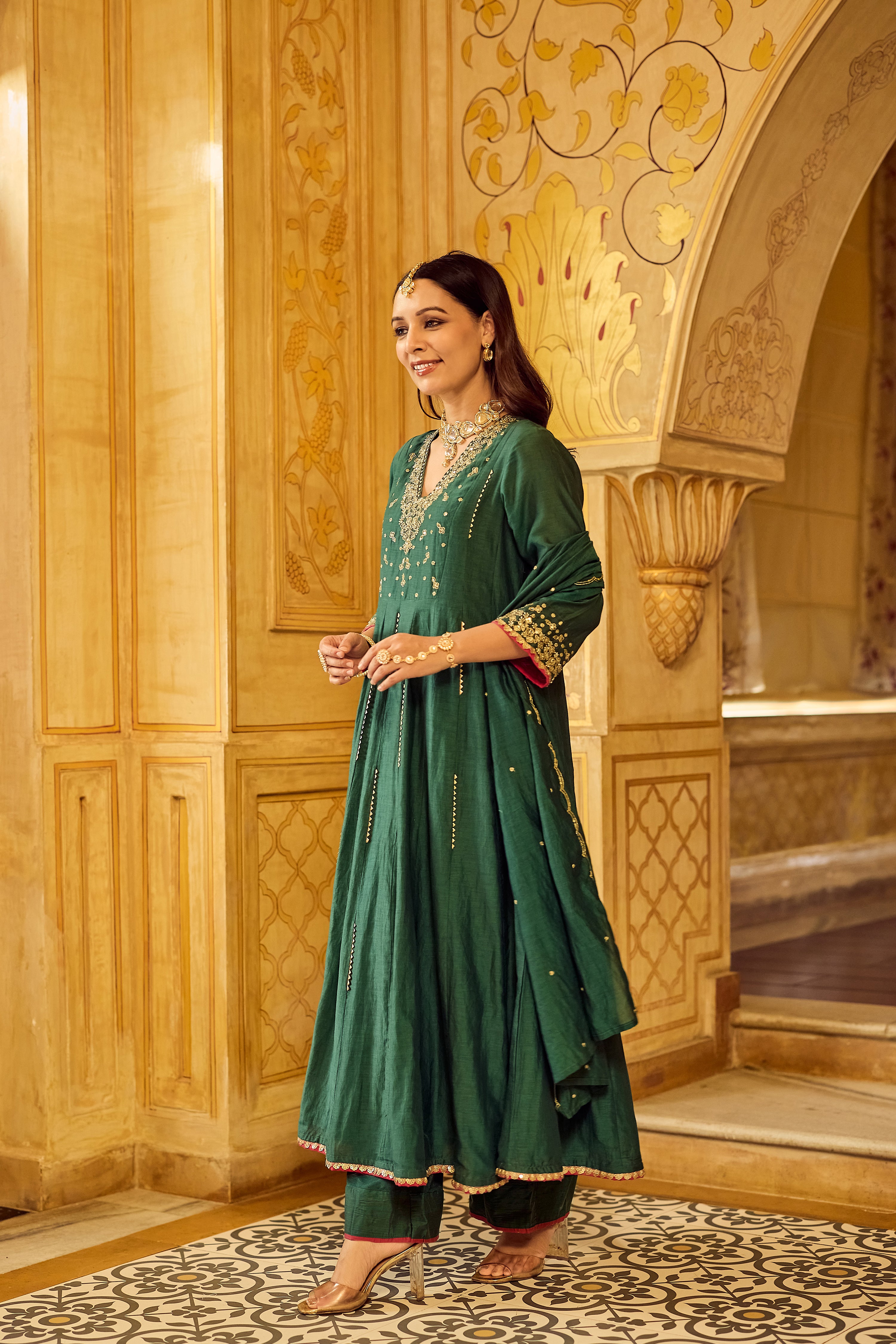 Forest Bloom Mul Chanderi Suit Set