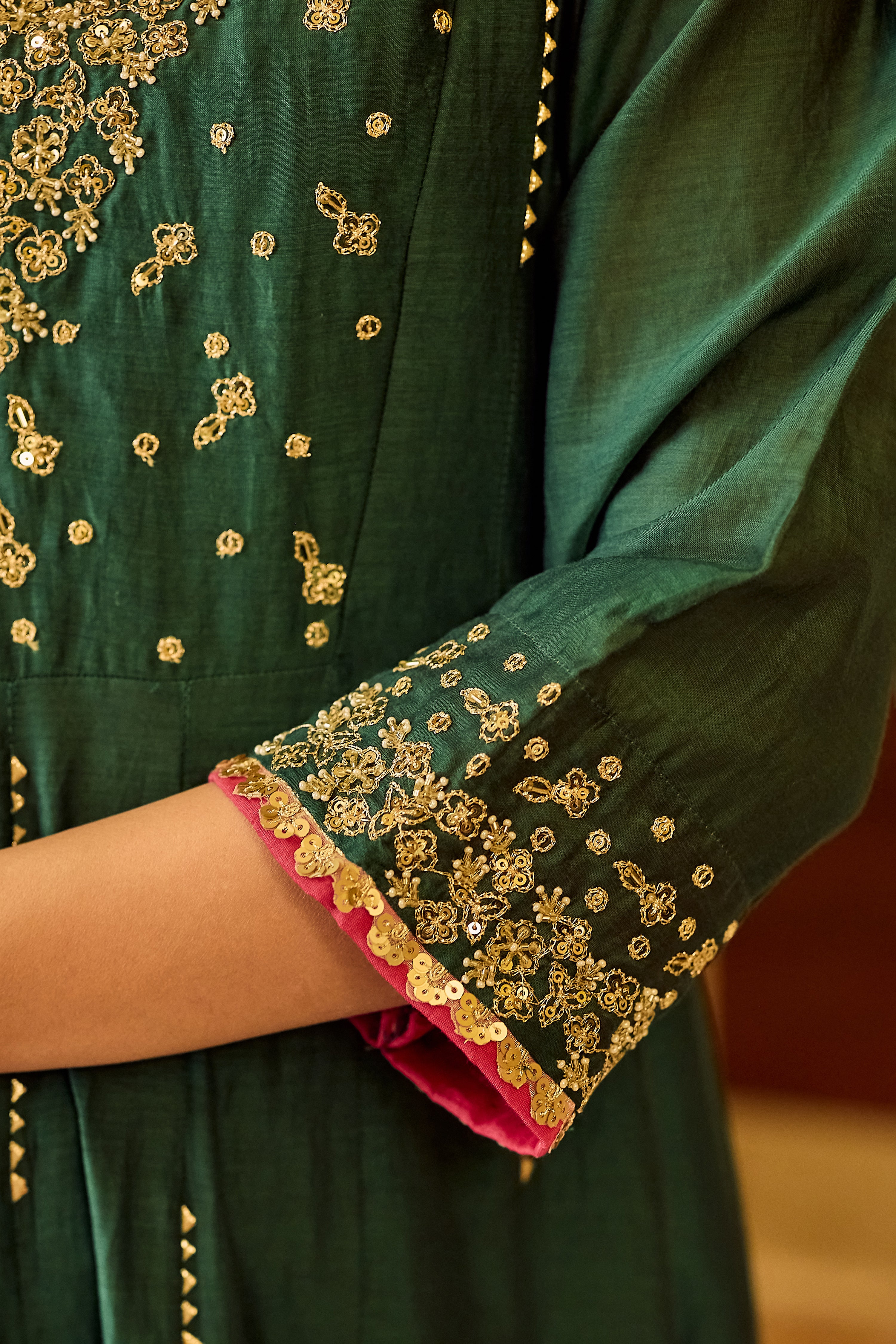 Forest Bloom Mul Chanderi Suit Set