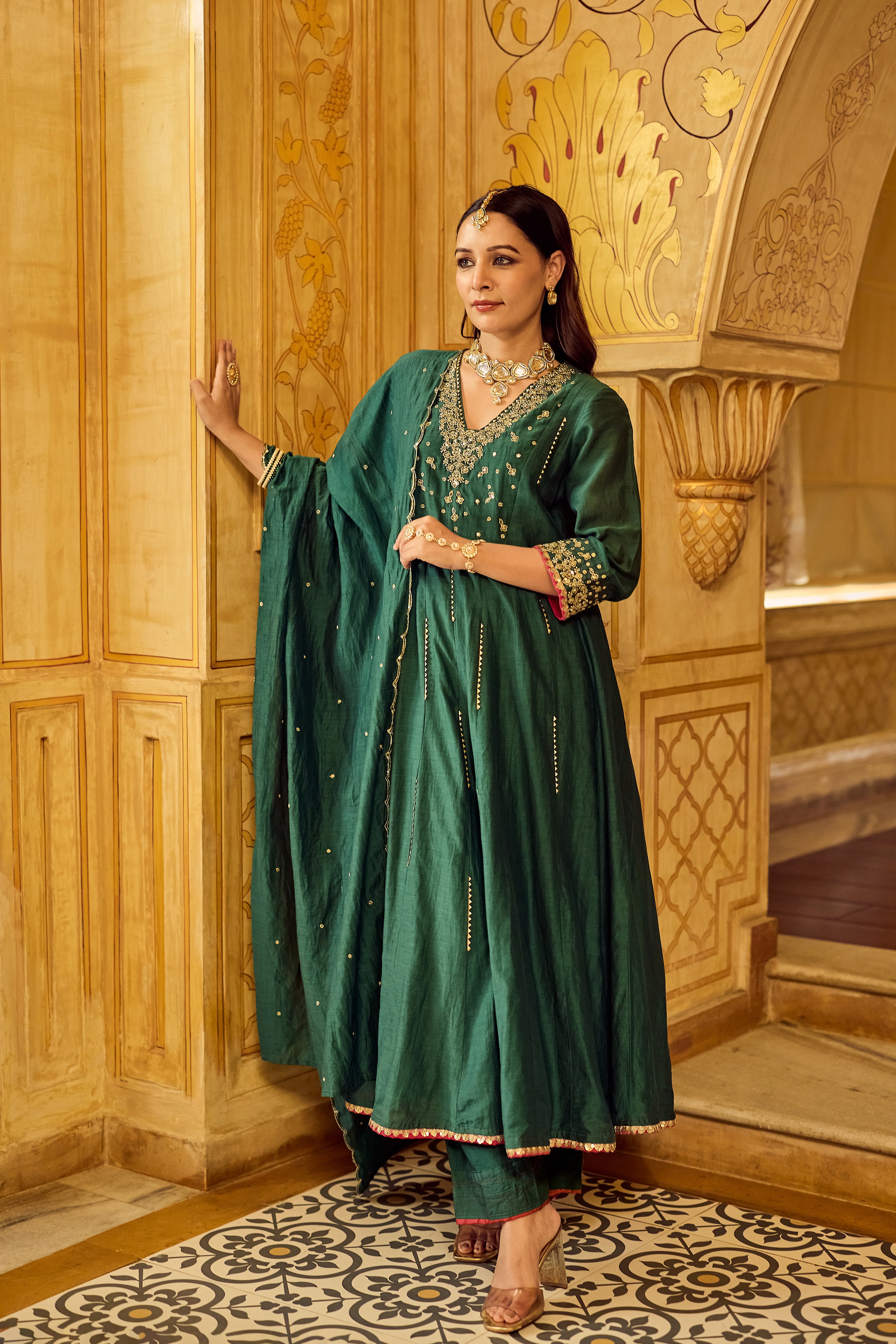 Forest Bloom Mul Chanderi Suit Set