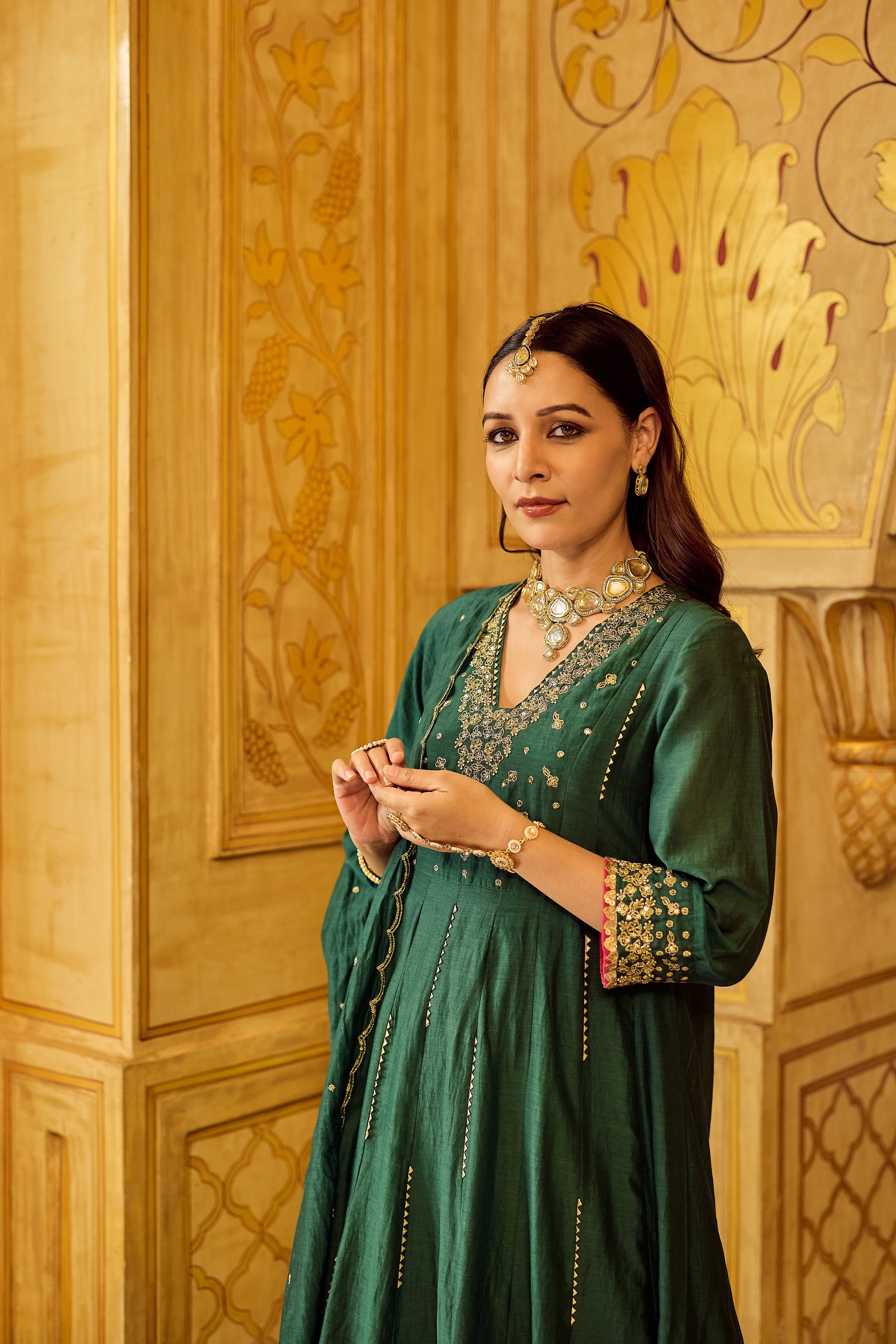 Forest Bloom Mul Chanderi Suit Set