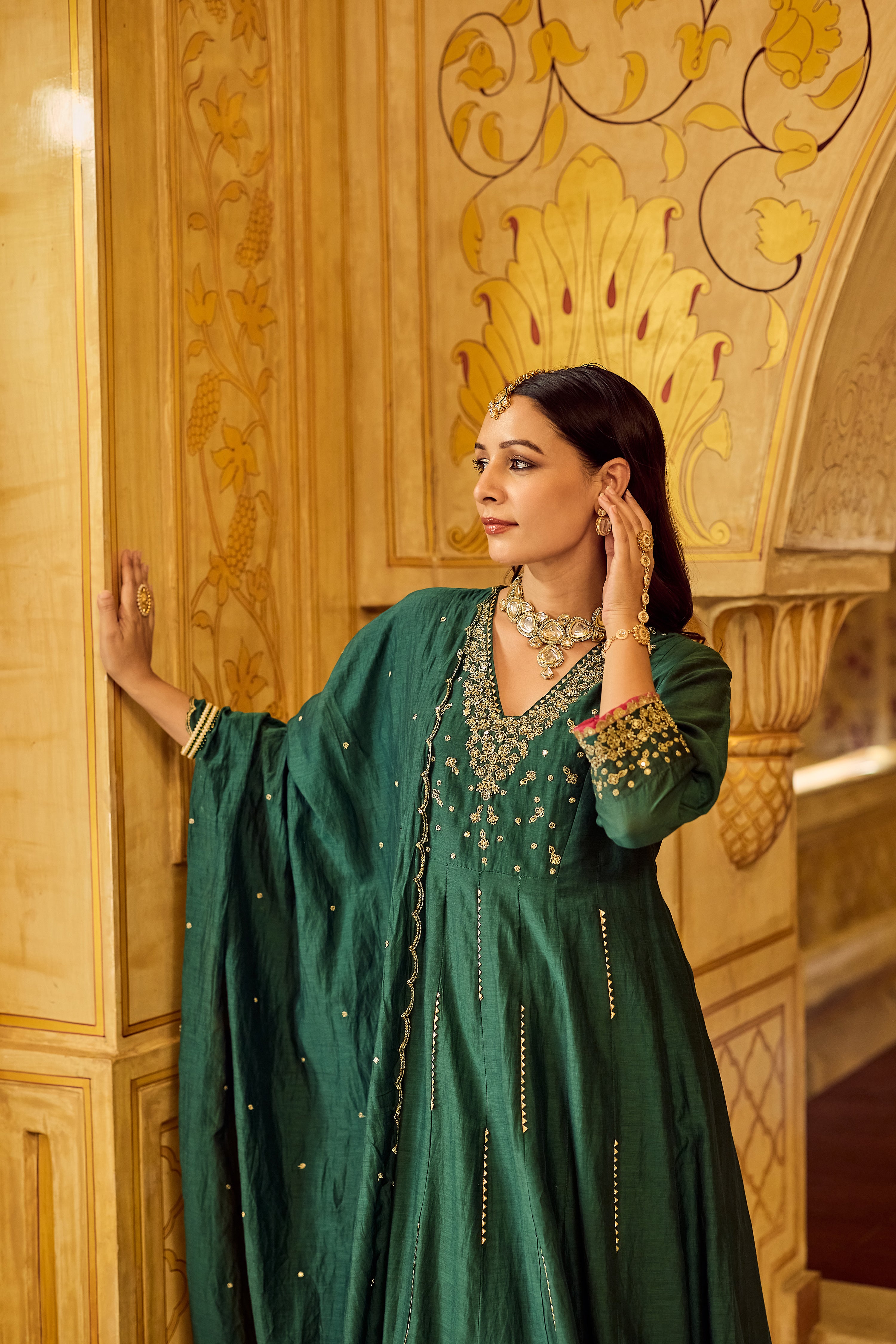 Forest Bloom Mul Chanderi Suit Set