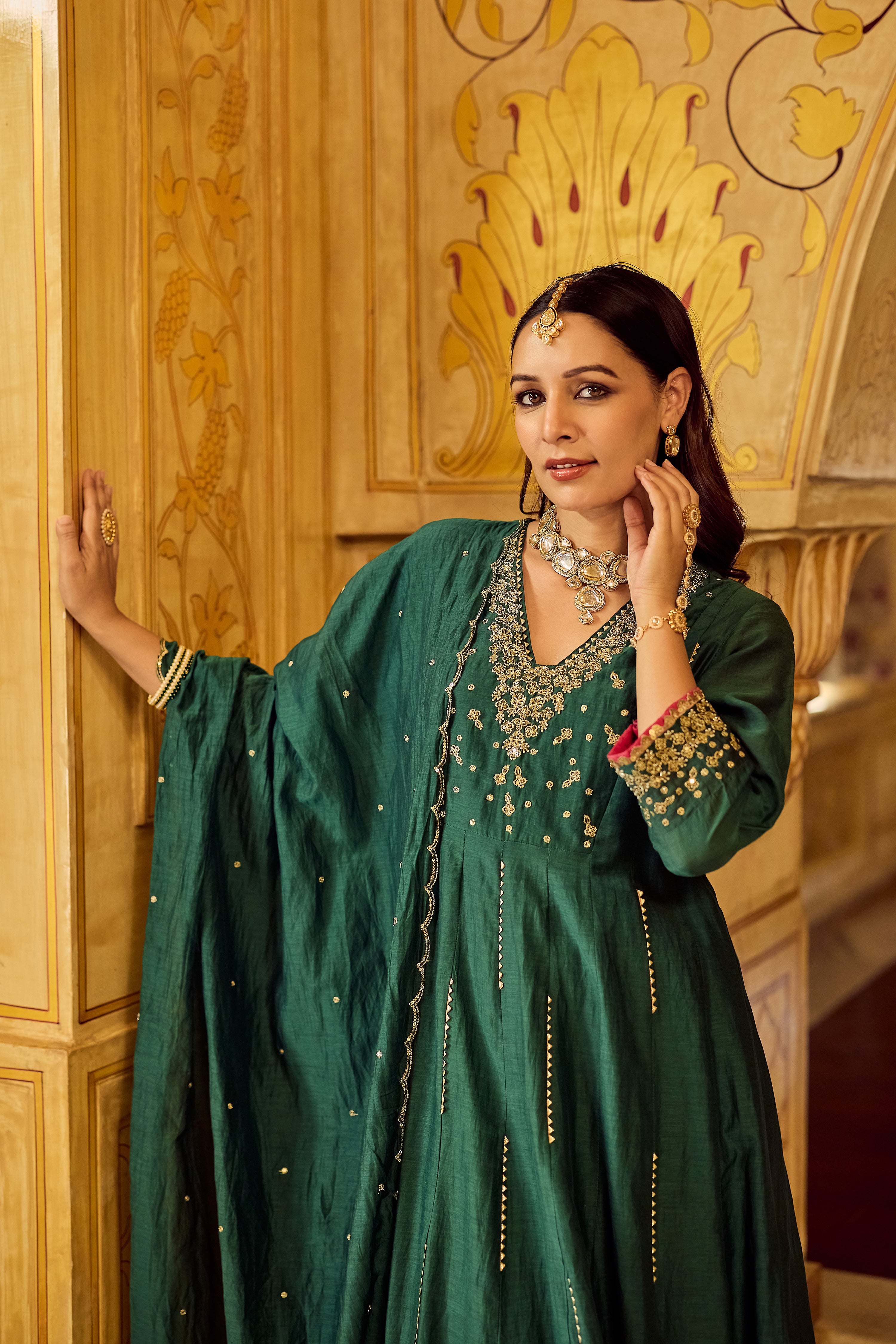 Forest Bloom Mul Chanderi Suit Set