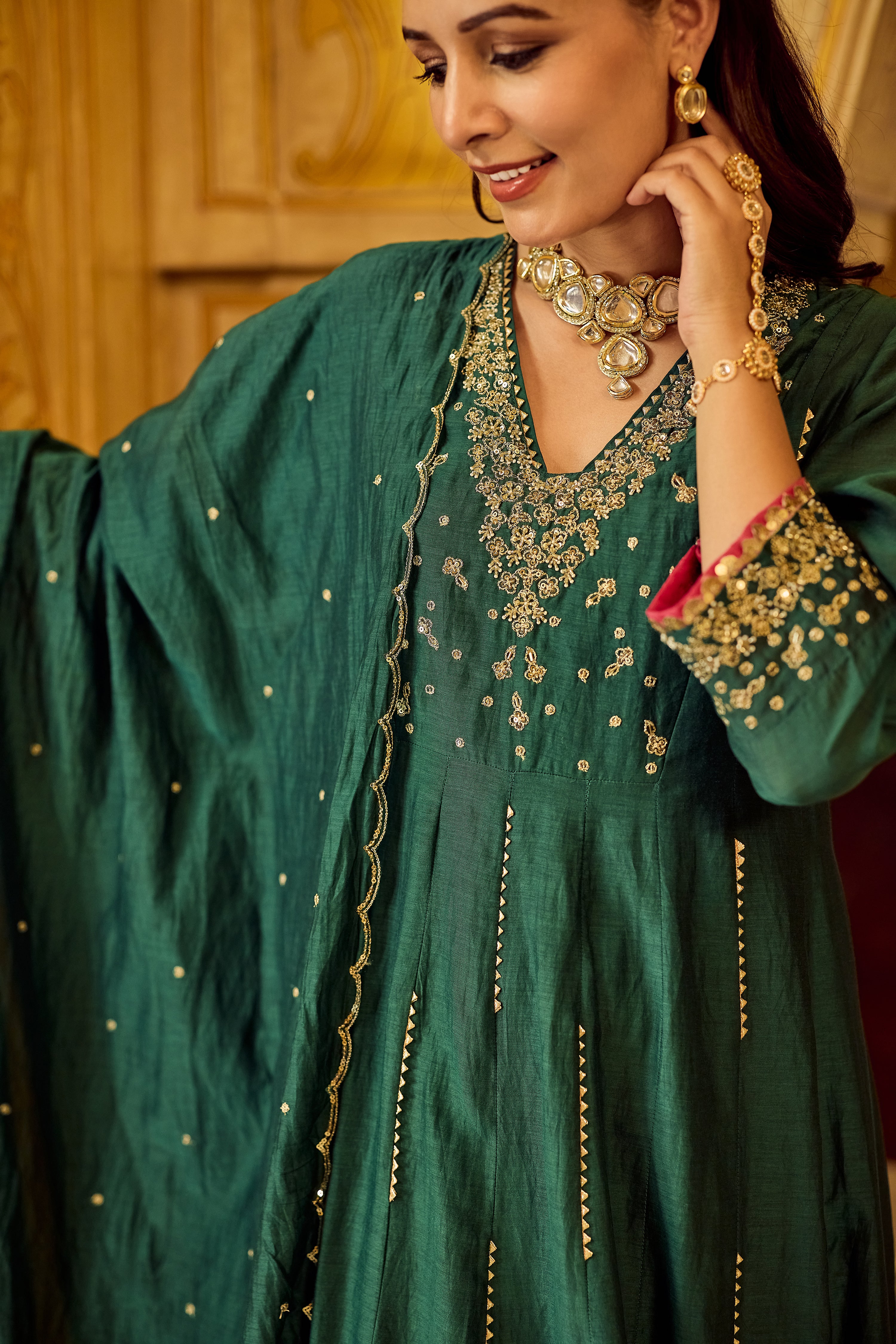 Forest Bloom Mul Chanderi Suit Set