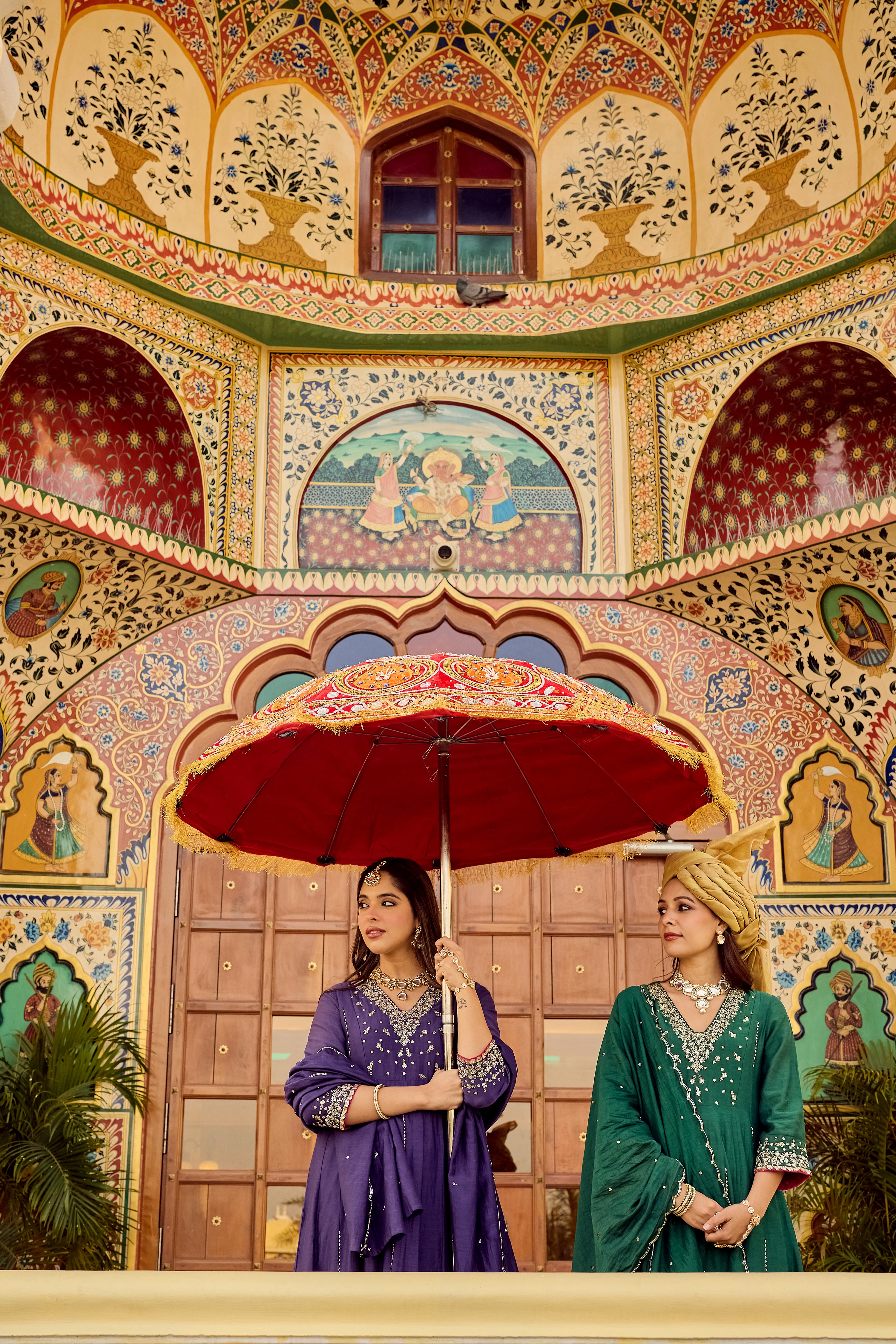 Regal Berry Mul Chanderi Suit Set