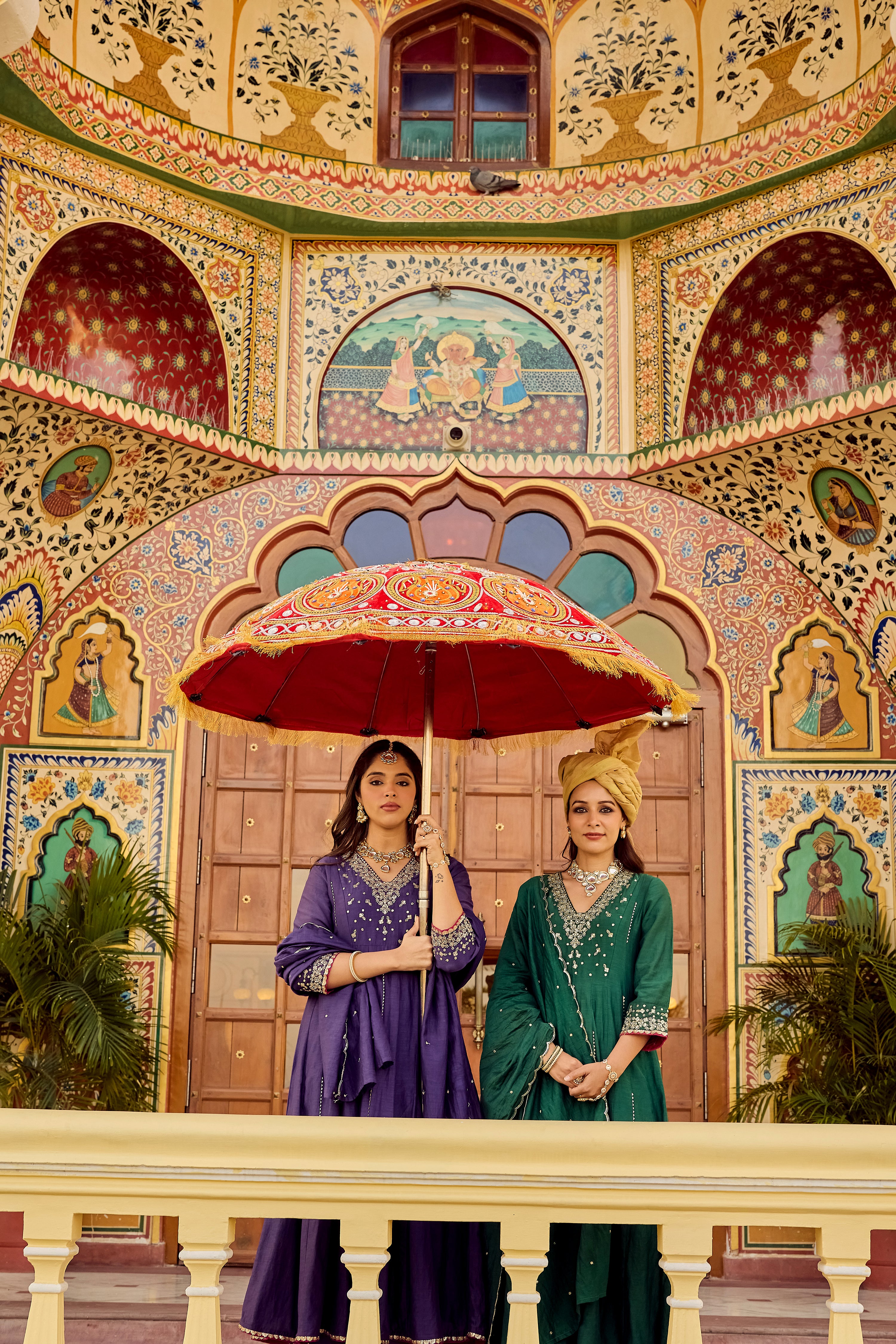 Regal Berry Mul Chanderi Suit Set